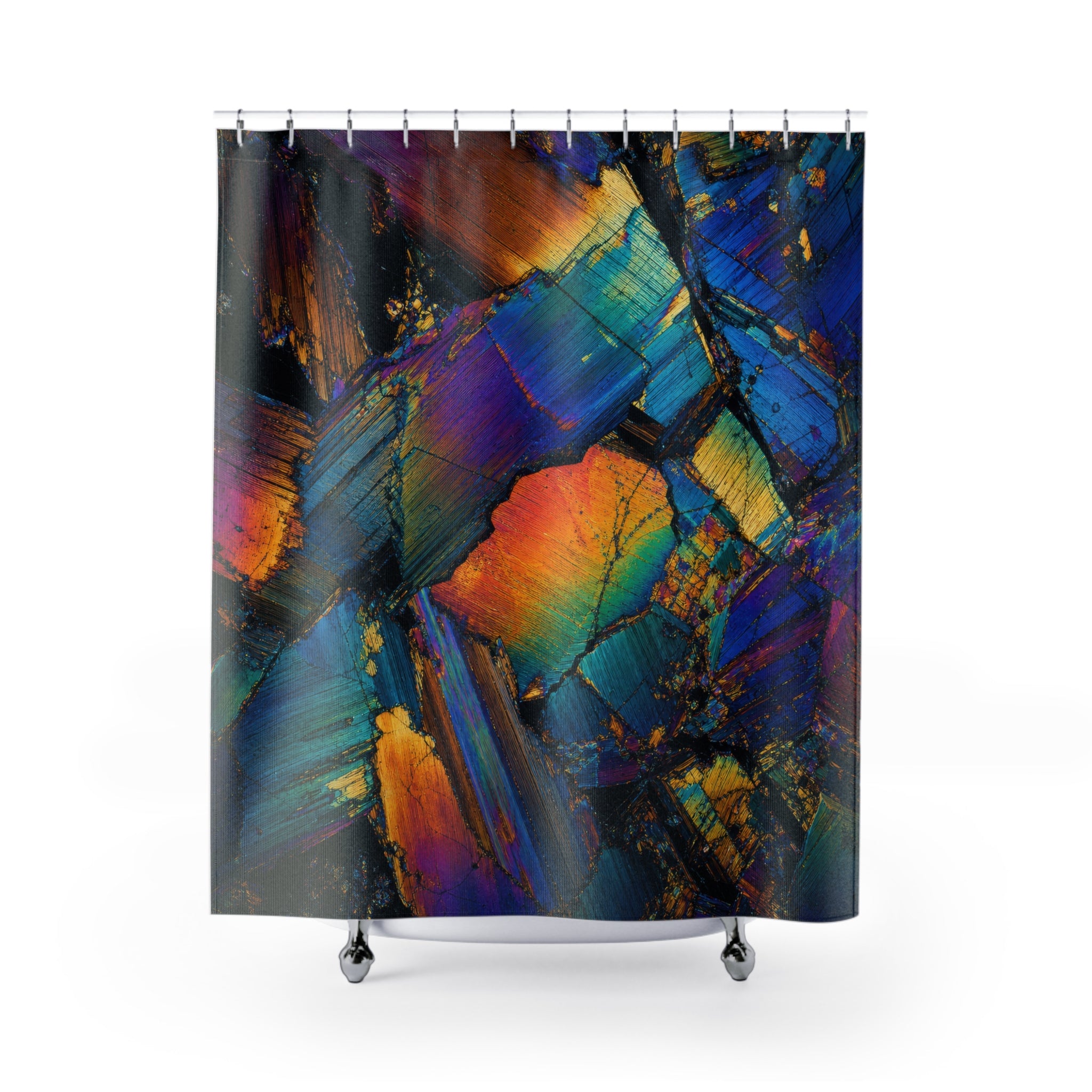 Colorful Abstract Geometric Facets Crystal Shower Curtain