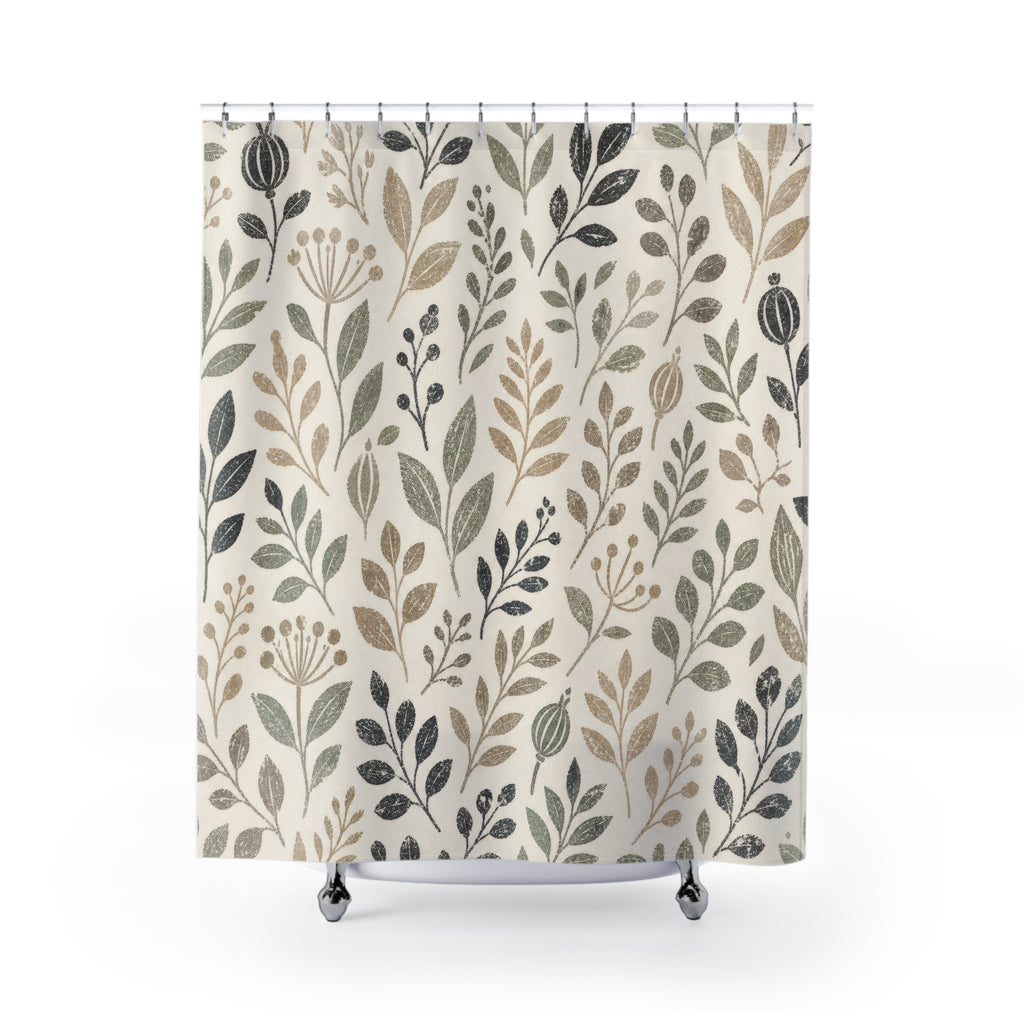 Sage Gray Leaf Vine Shower Curtain