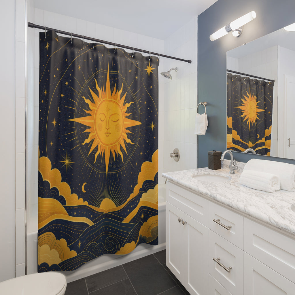 Saffron Sun Celestial Shower Curtain
