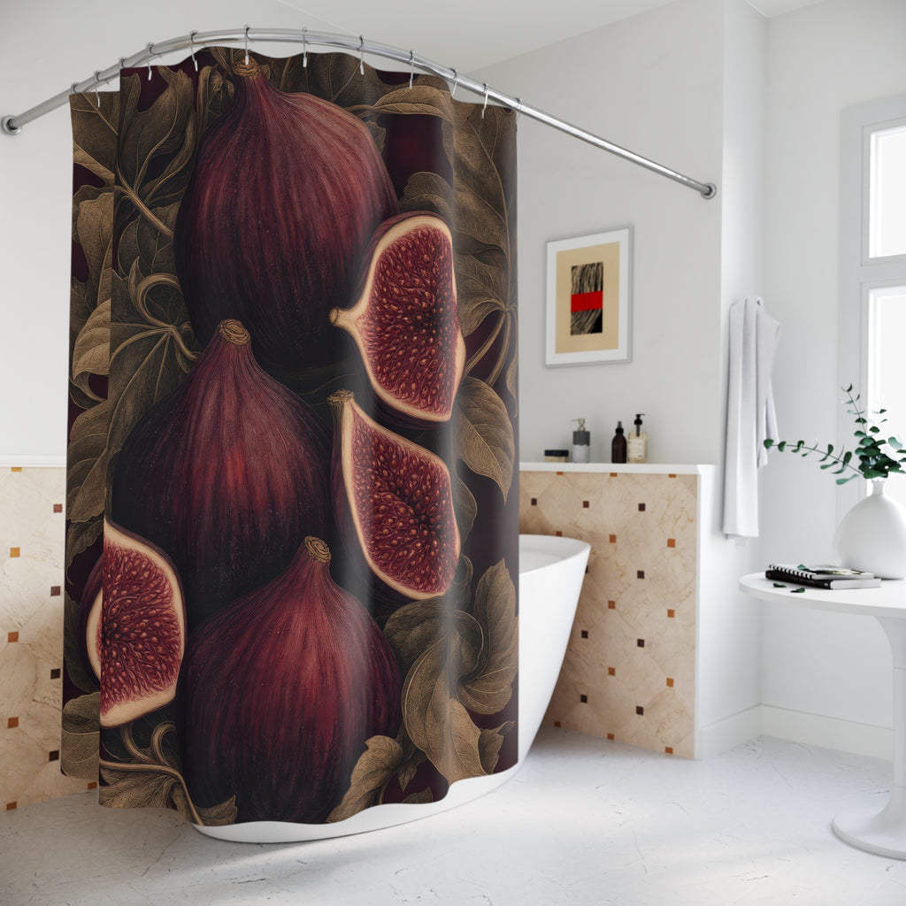 Burgundy Fig Botanical Shower Curtain