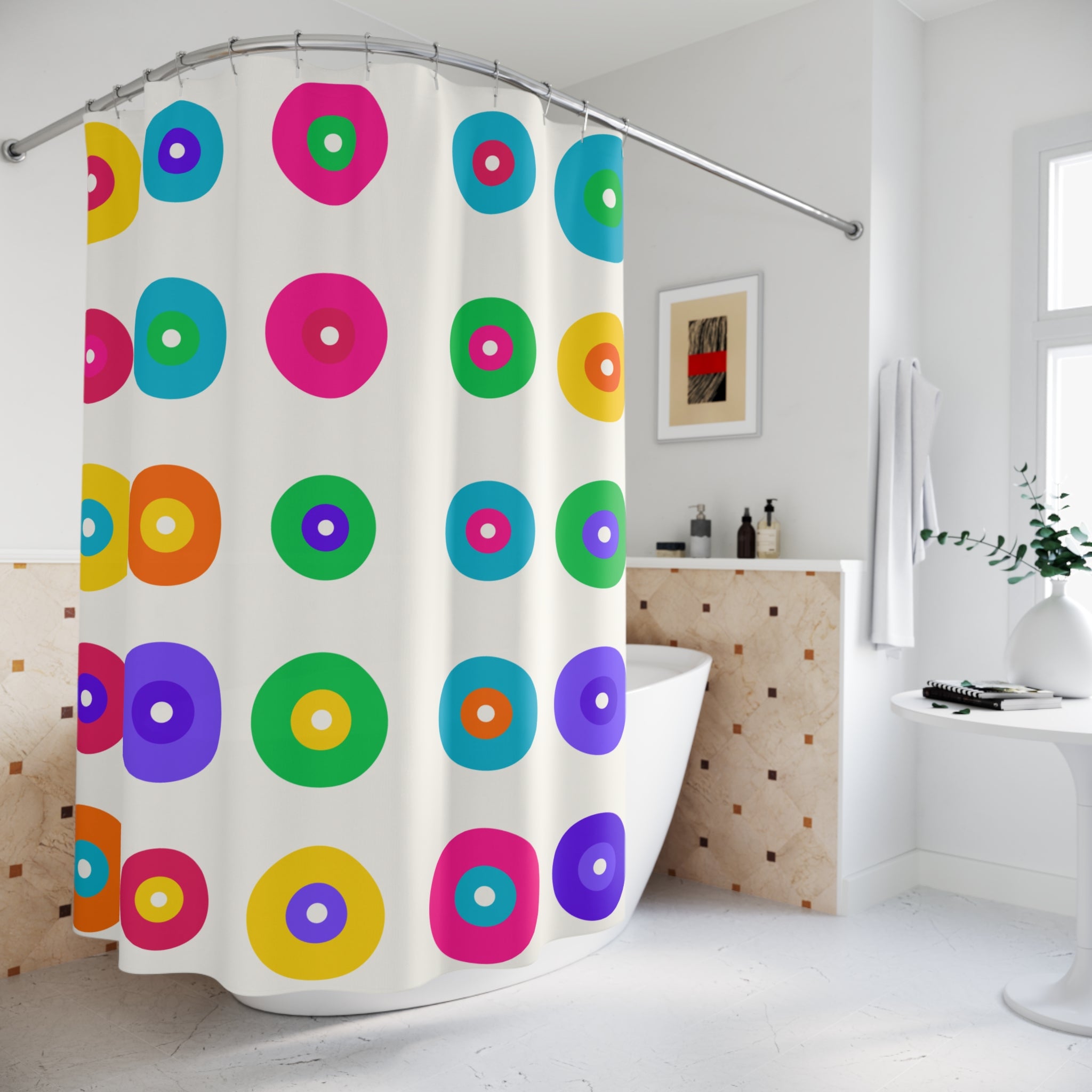 Dopamine Decor Shower Curtain: Rainbow Dots