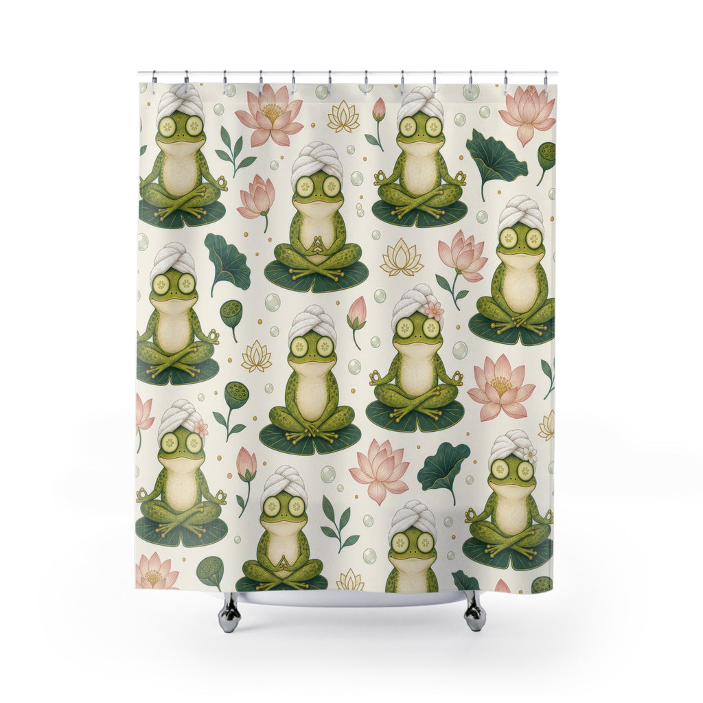 Frog Lily Pad Lotus Shower Curtain