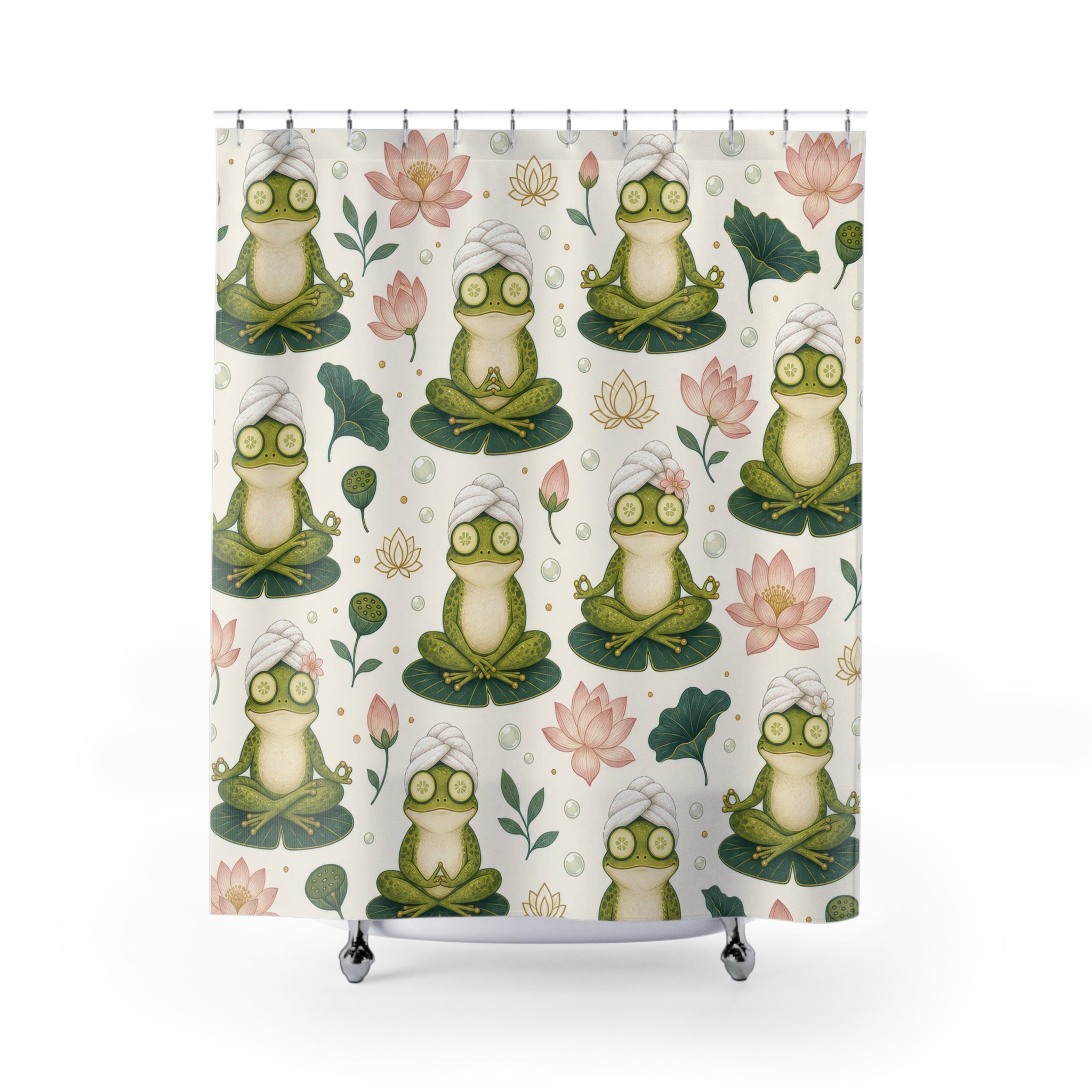 Frog Lily Pad Lotus Shower Curtain