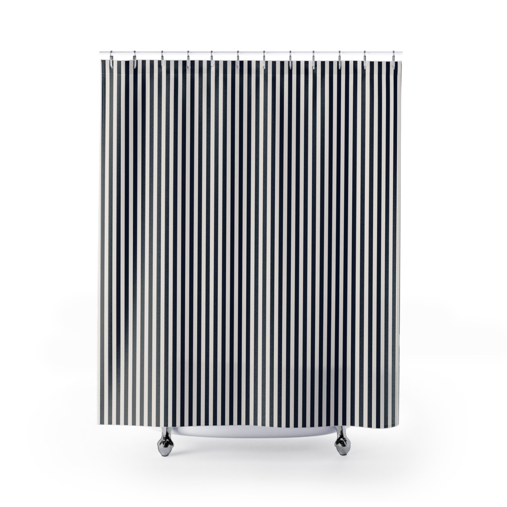 Navy Blue Cabana Stripe Shower Curtain