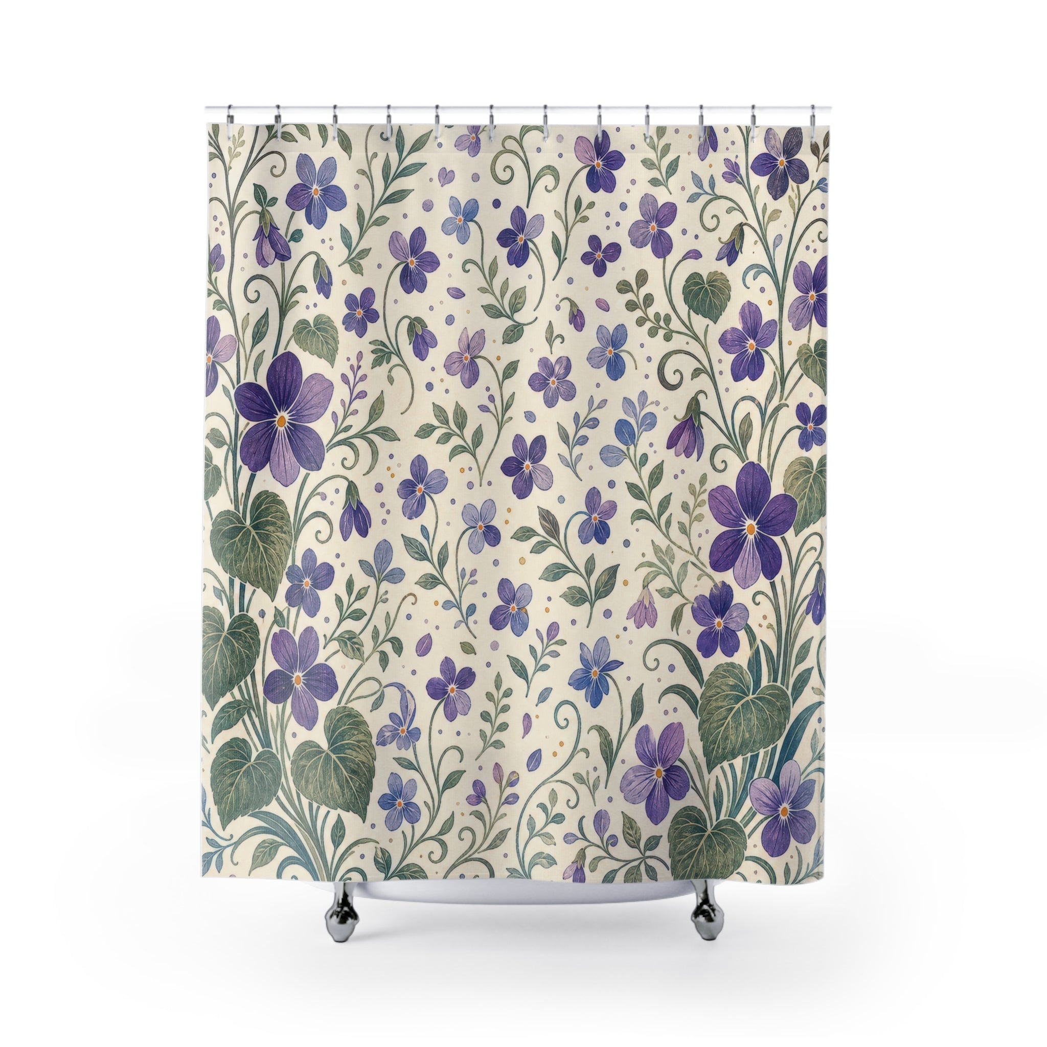 Purple Violet Flower Botanical Shower Curtain