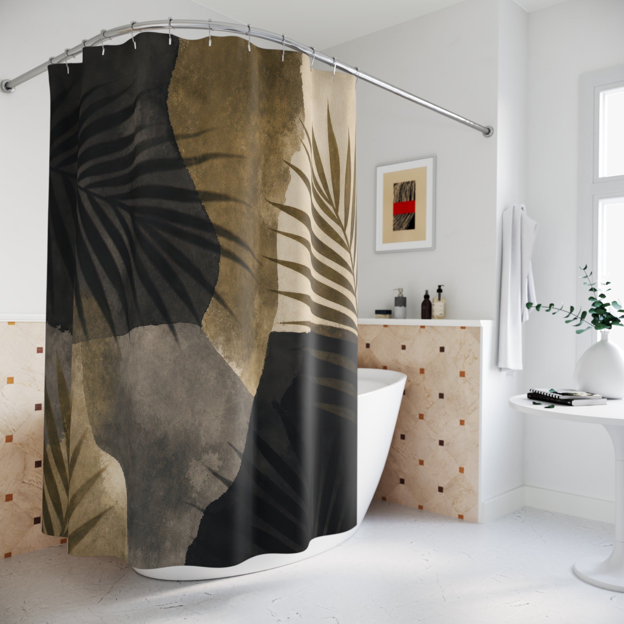 Black Palm Shower Curtain