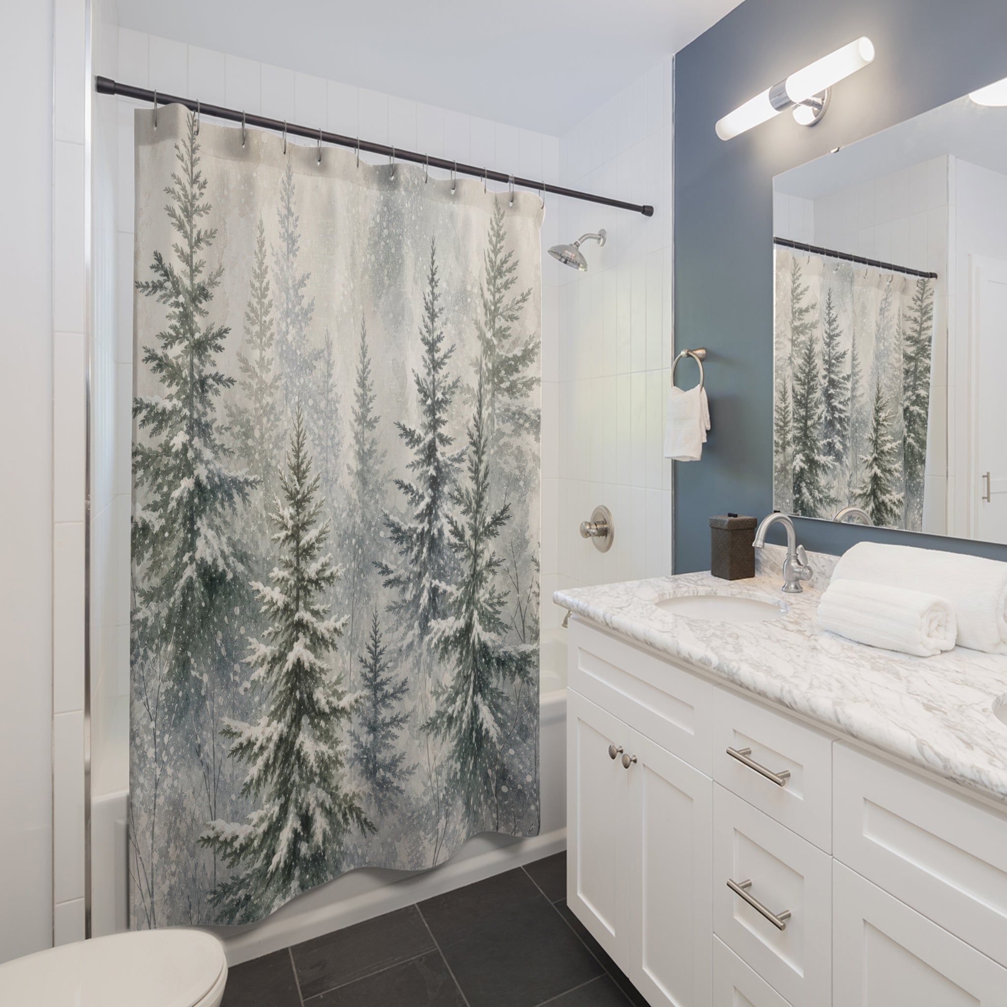 Snowy Forest Shower Curtain