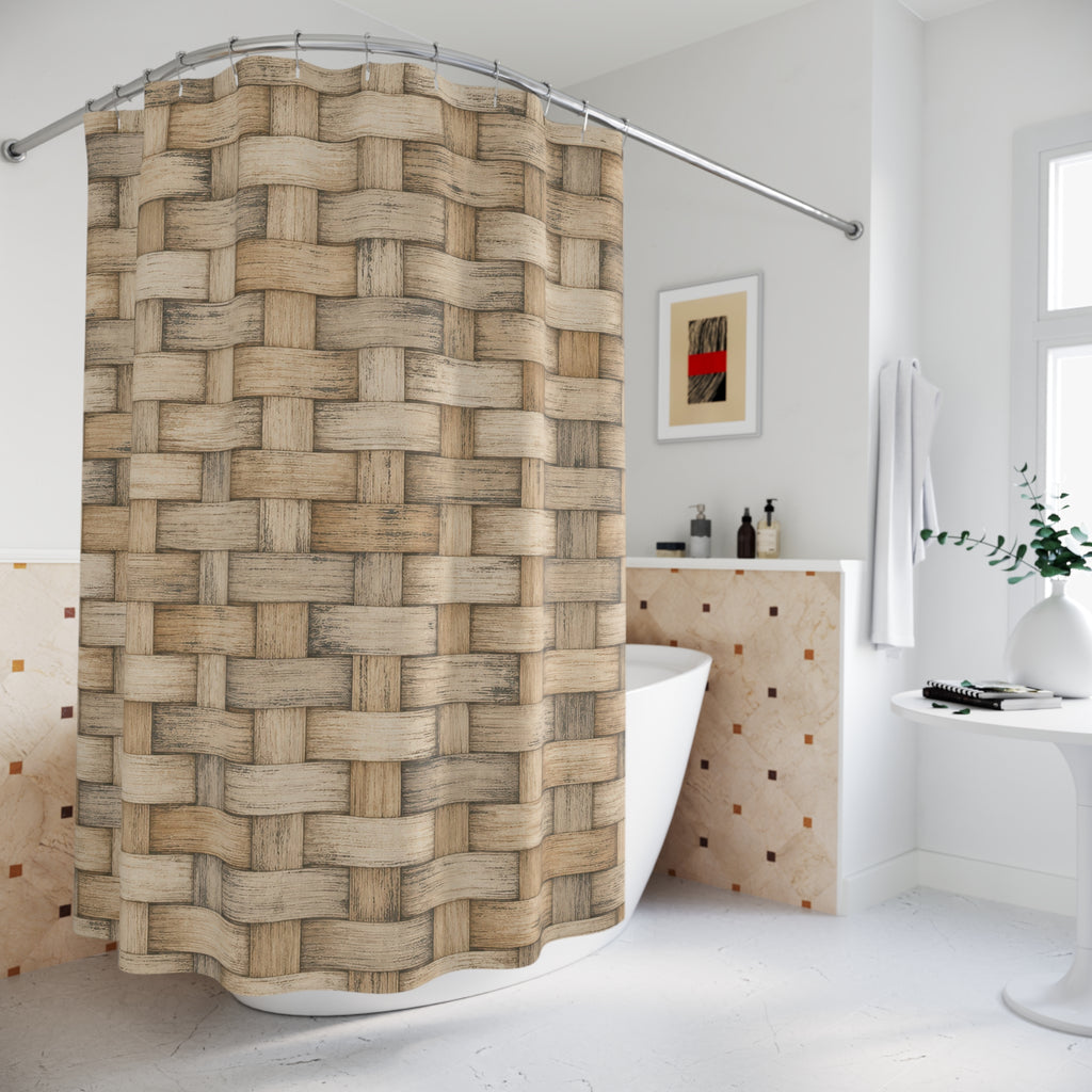 Neutral Basket Weave Shower Curtain