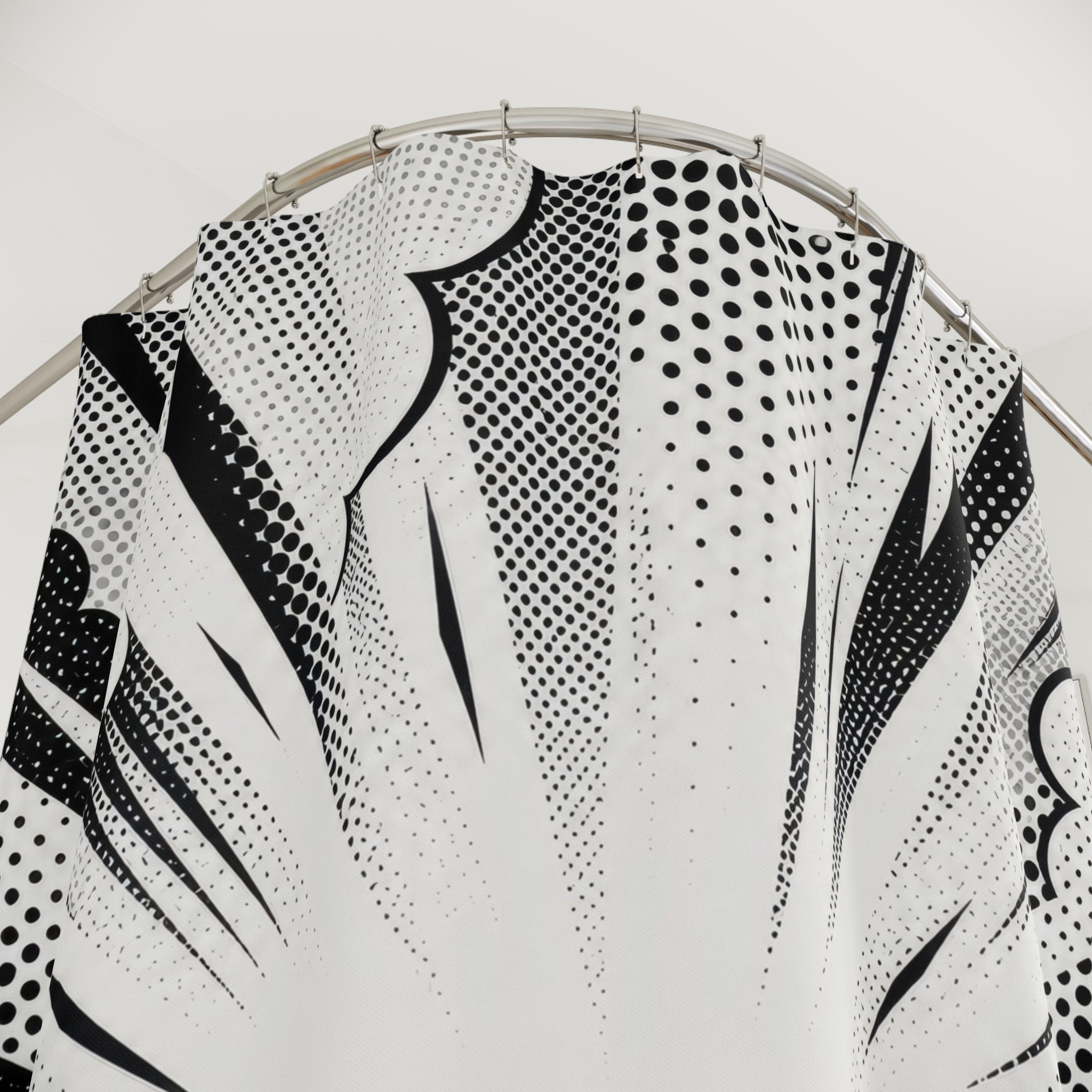 Black White Halftone Shower Curtain