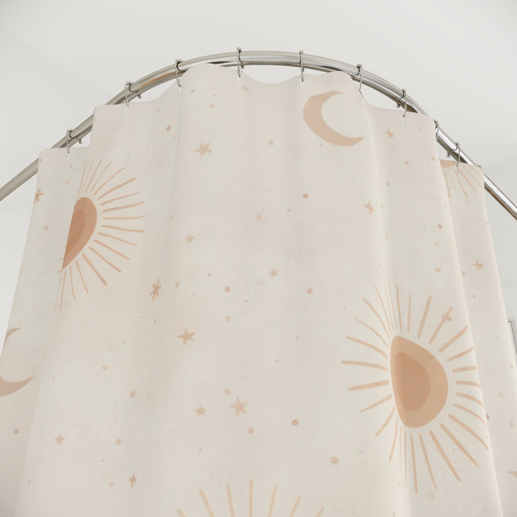 Boho Sun and Moon Shower Curtain — Terracotta