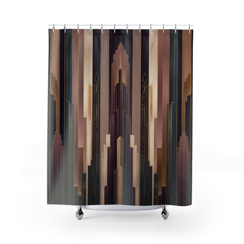 Art Deco Skyscraper Stripe Shower Curtain