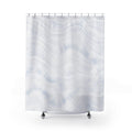 White Shower Curtain, Soft Wave Bath Decor, Pale Blue Gray Abstract Pattern, Minimal Guest Bathroom Decor, Spa White Style, Calm Style