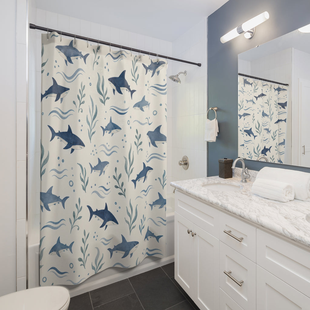 Shark Ocean Shower Curtain: Shark Shower Curtain