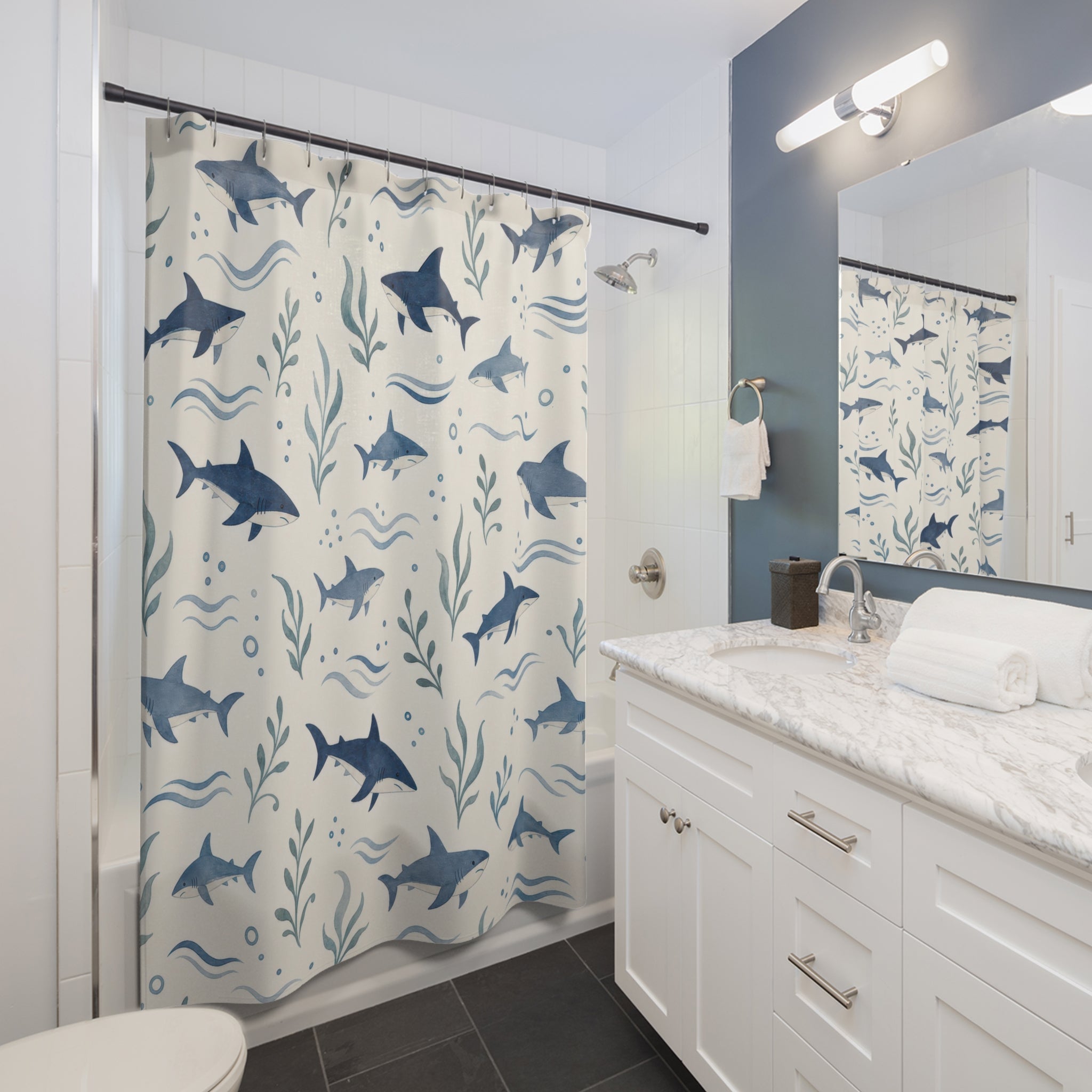 Shark Ocean Shower Curtain: Shark Shower Curtain