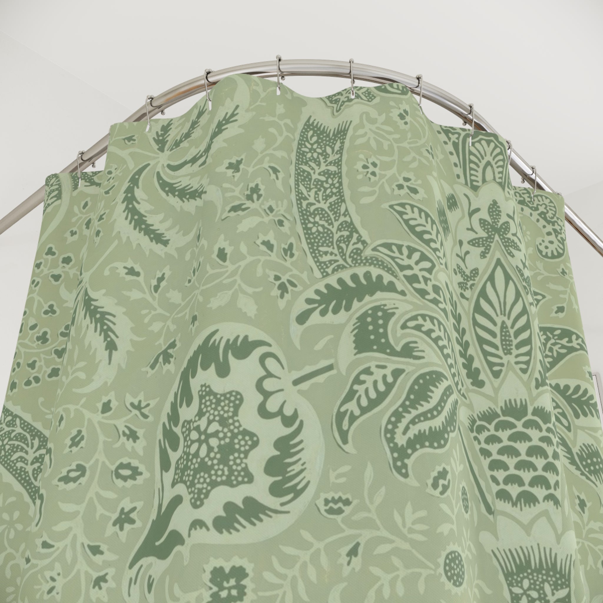 Green Botanical Shower Curtain – Sage 19th Century