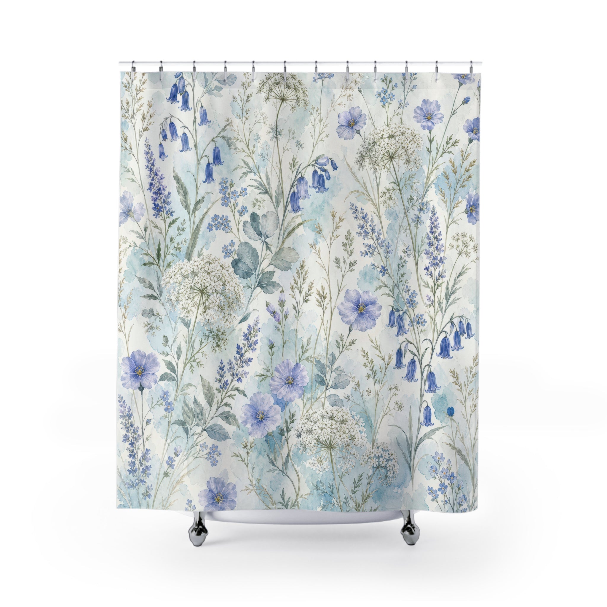 Pale Watercolor Wildflower Shower Curtain