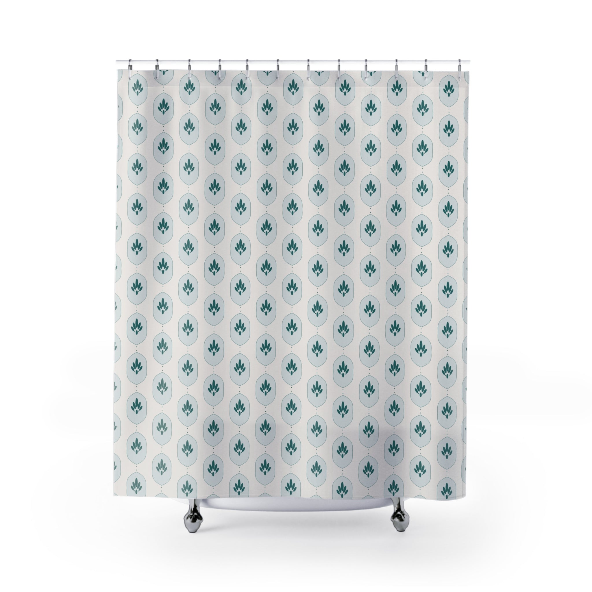 Teal Damask Shower Curtain – Jewel-Tone Ogee