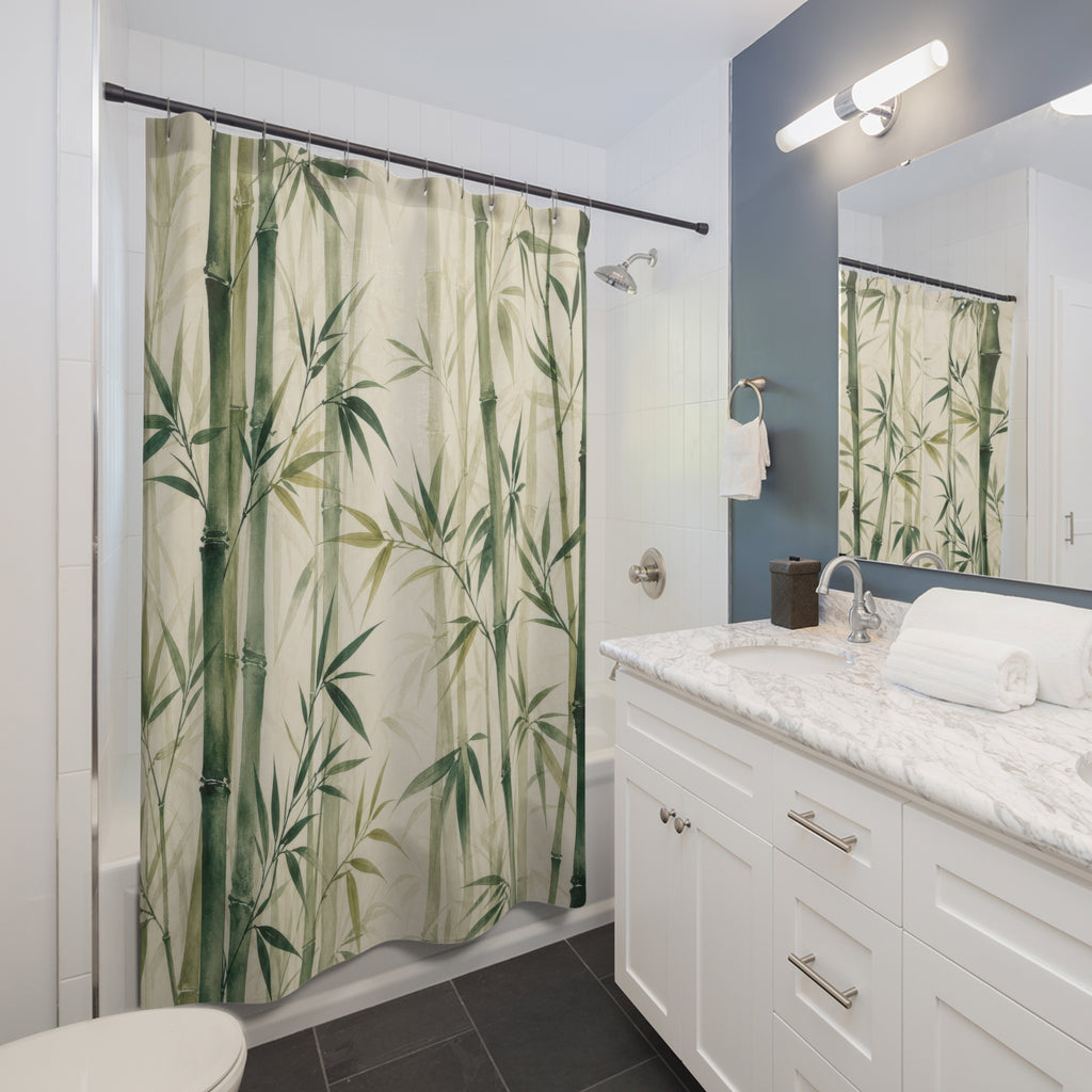 Green Botanical Stalk Shower Curtain