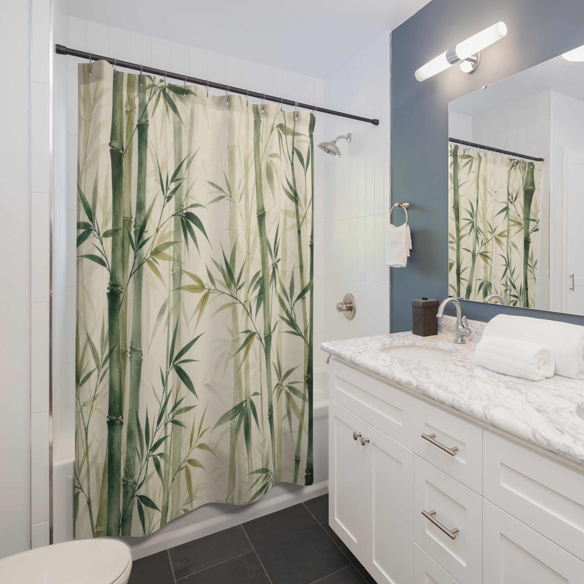 Green Botanical Stalk Shower Curtain