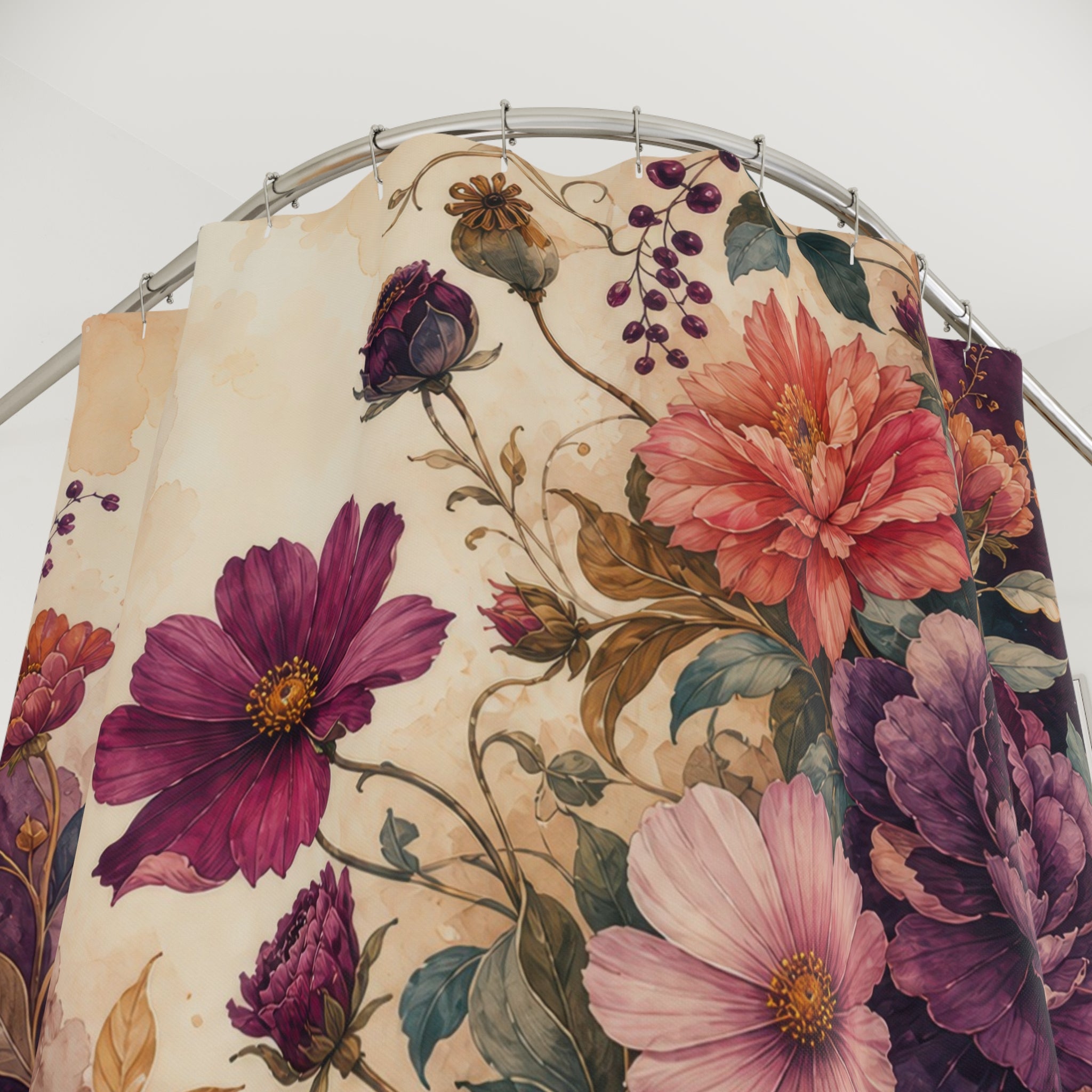 Grand Floral Arabesque Decorative Shower Curtain