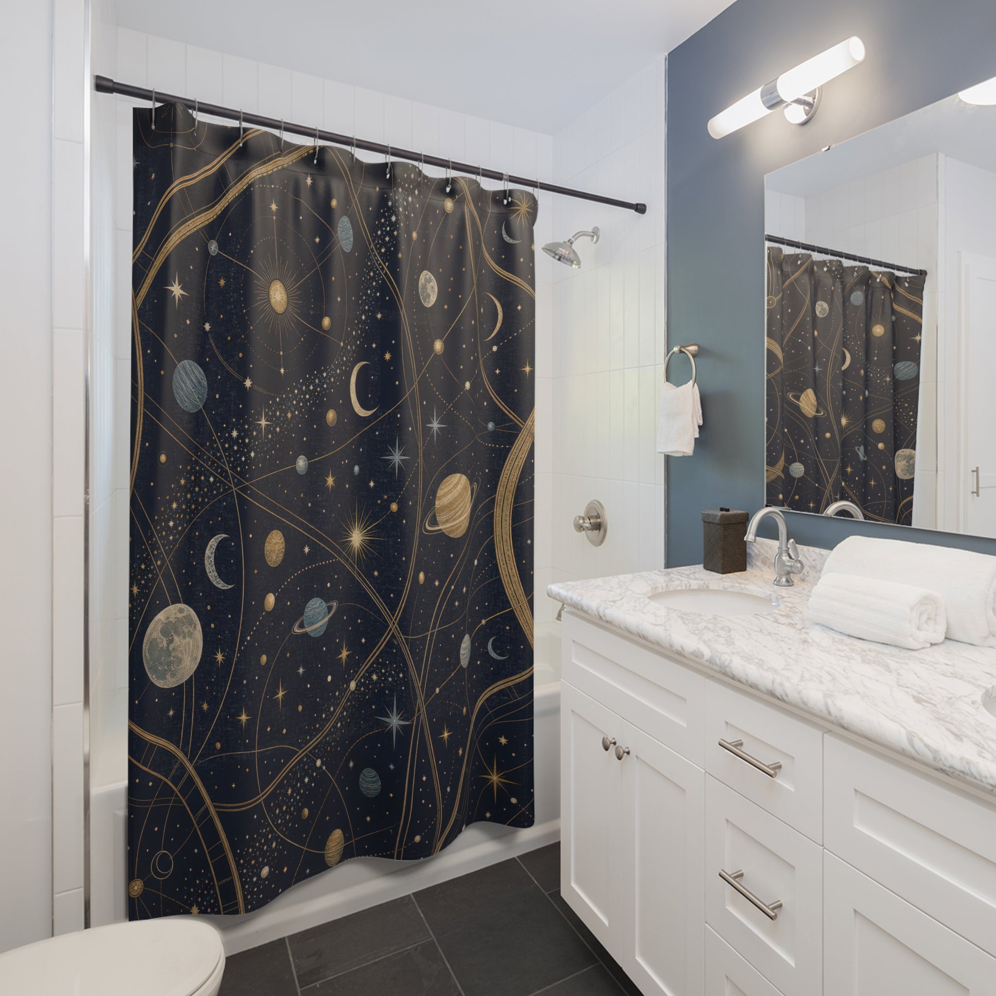 Moon Star Celestial Shower Curtain