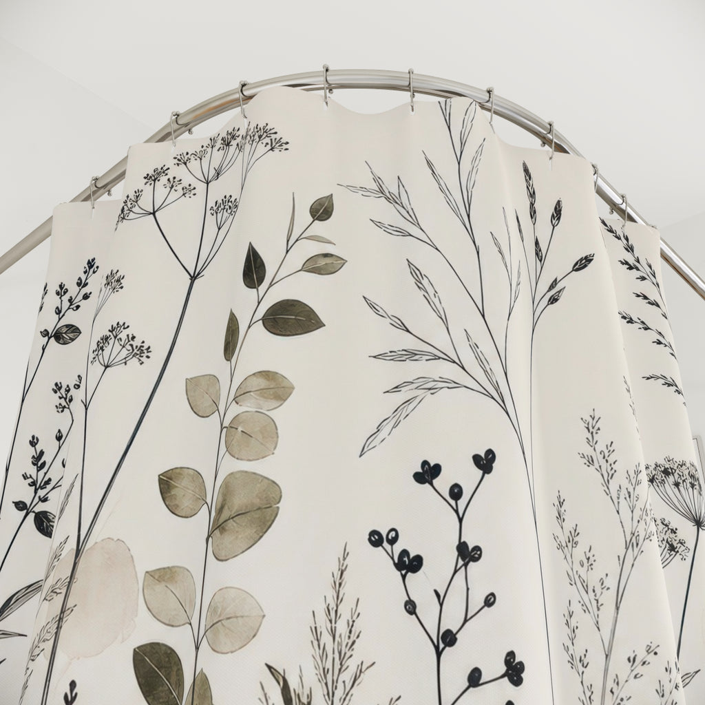Minimal Wild Stem Shower Curtain