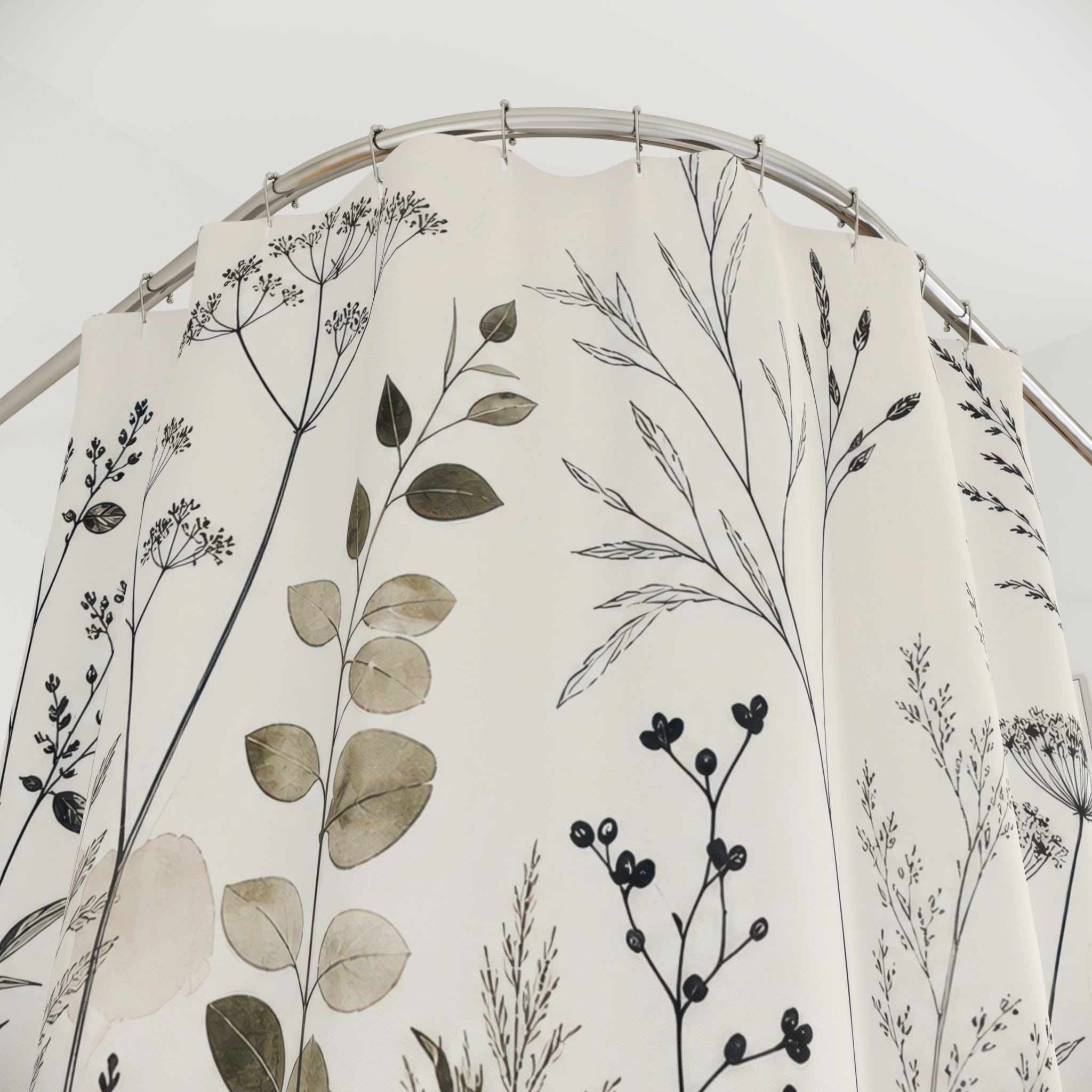 Minimal Wild Stem Shower Curtain