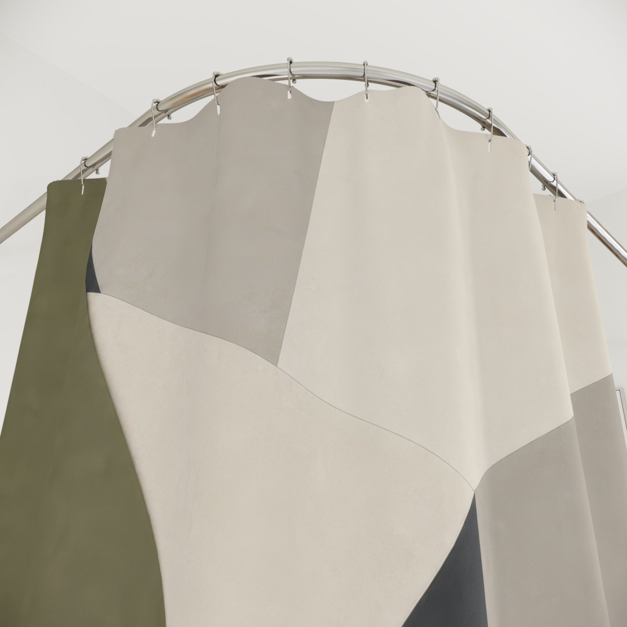 Modern Angular Geometric Olive Green Shower Curtain