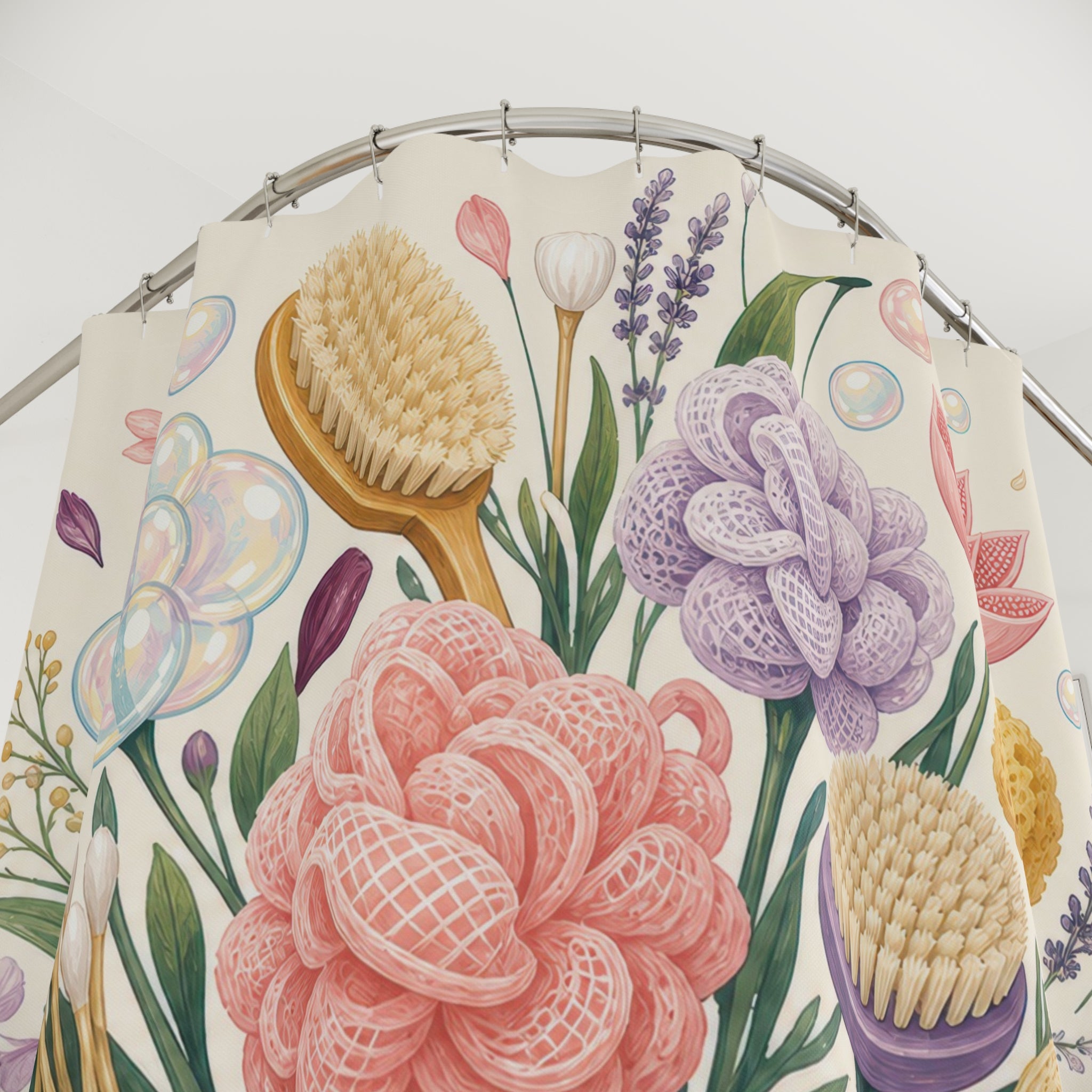 Brush Flower Bouquet Shower Curtain