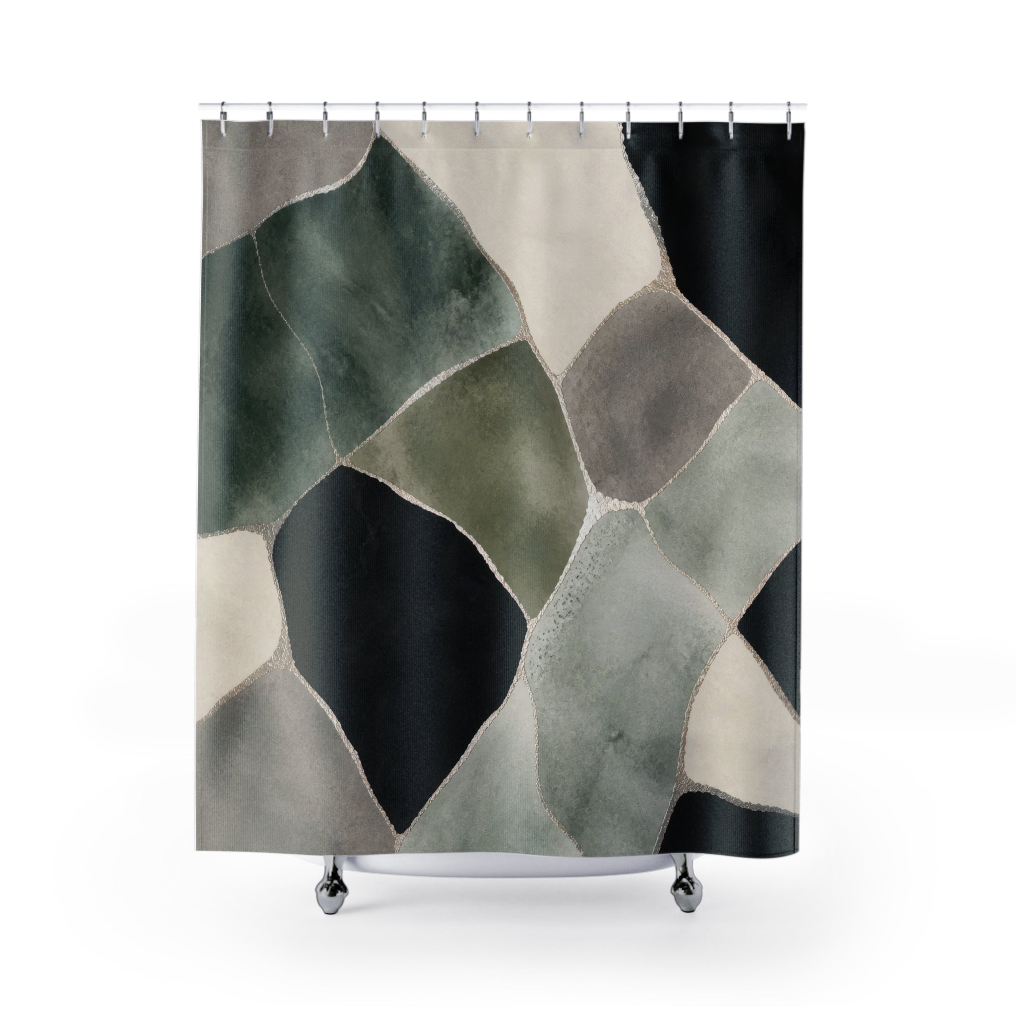 Green Abstract Shower Curtain