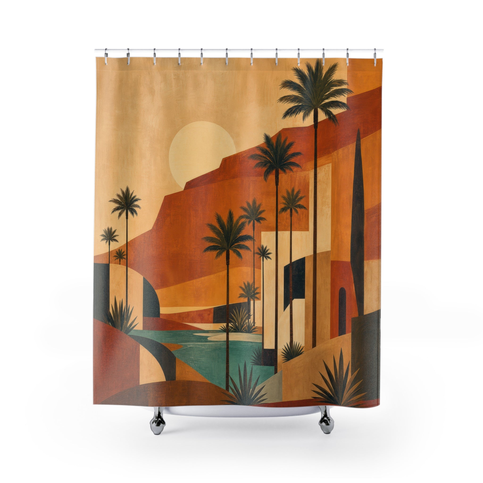 Desert Palm Mid Century Shower Curtain