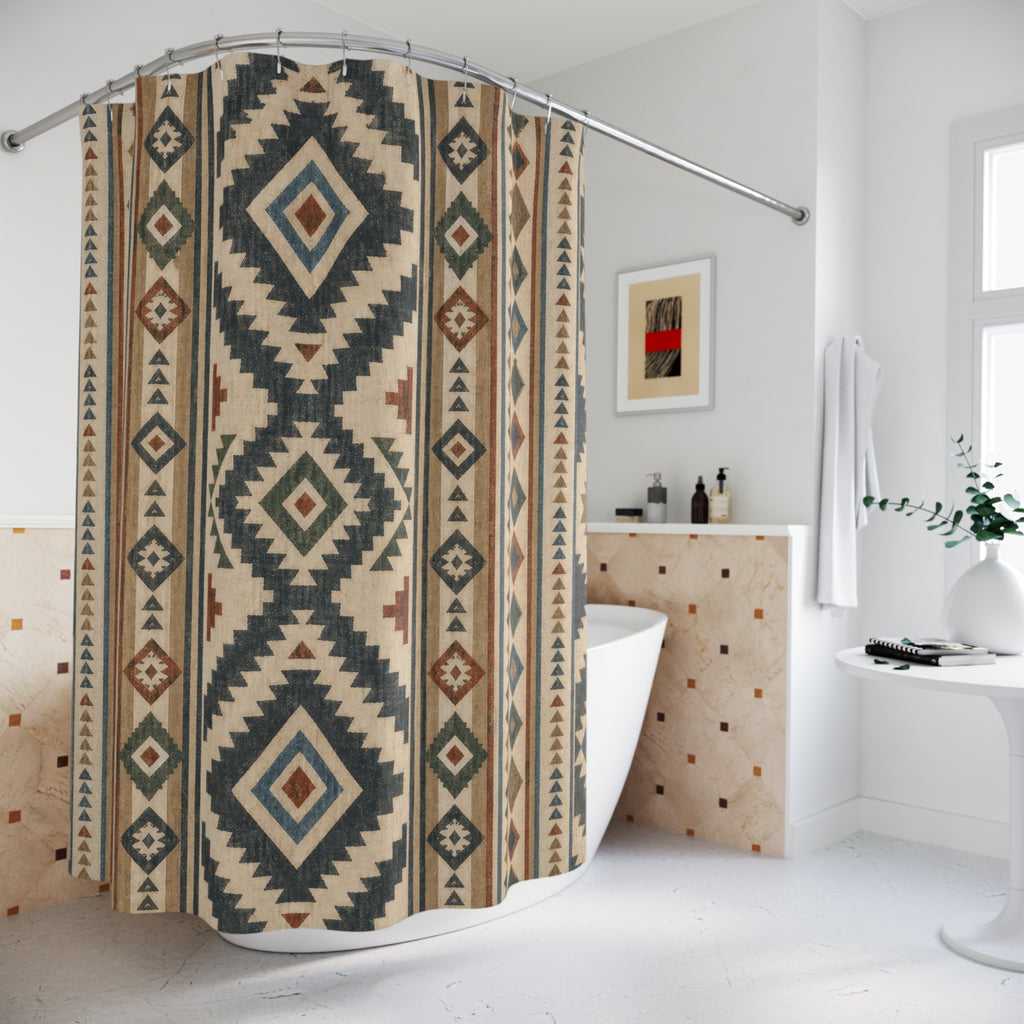 Teal Rust Southwestern Shower Curtain