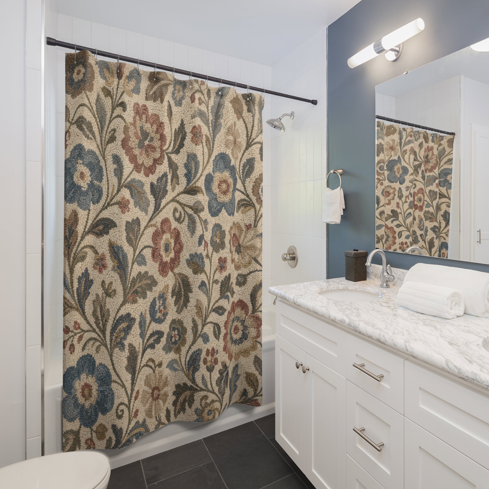 Rustic Tapestry Vintage Floral Shower Curtain