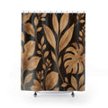 Black Brown Monstera Leaf Shower Curtain