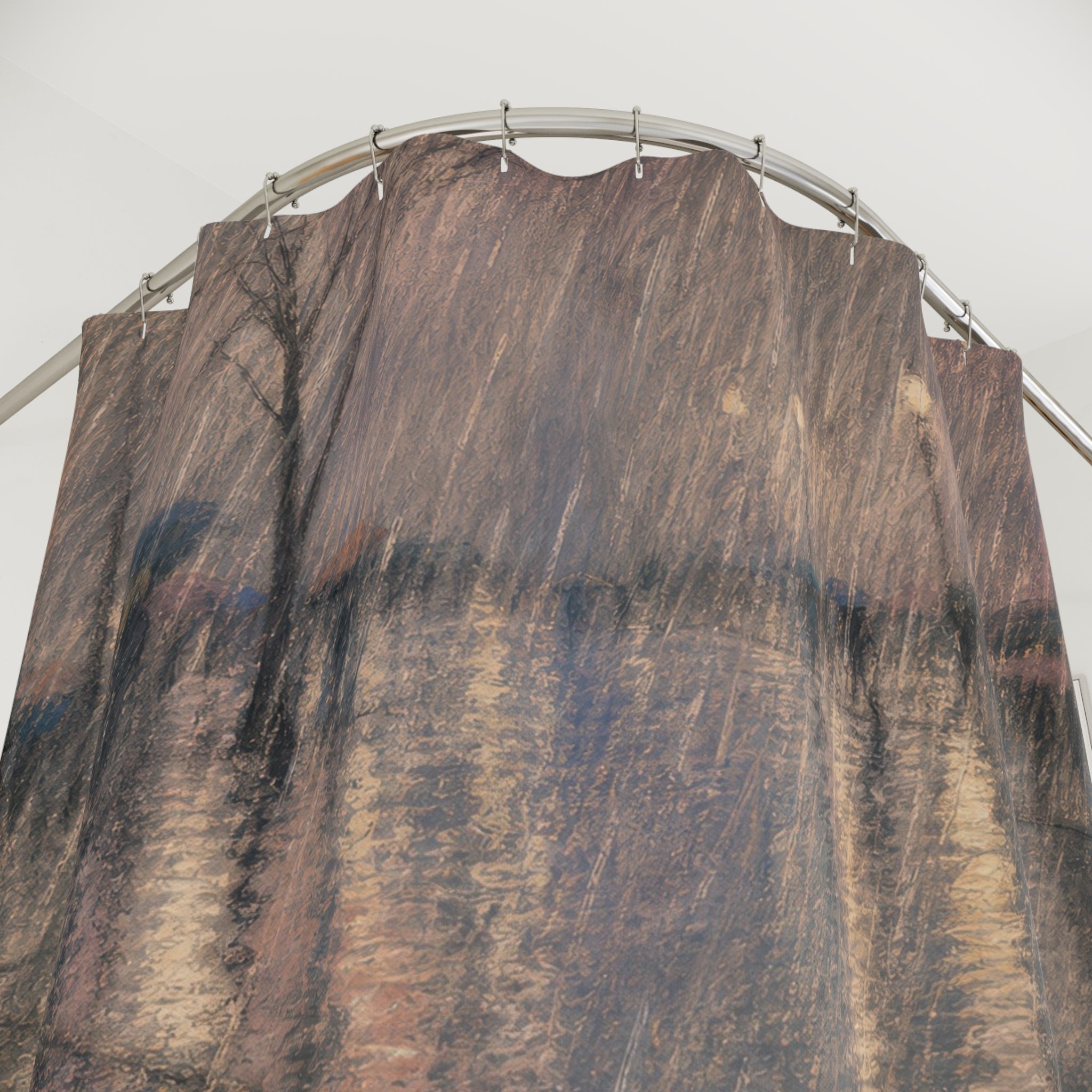 Soft Rainy Street Print Shower Curtain