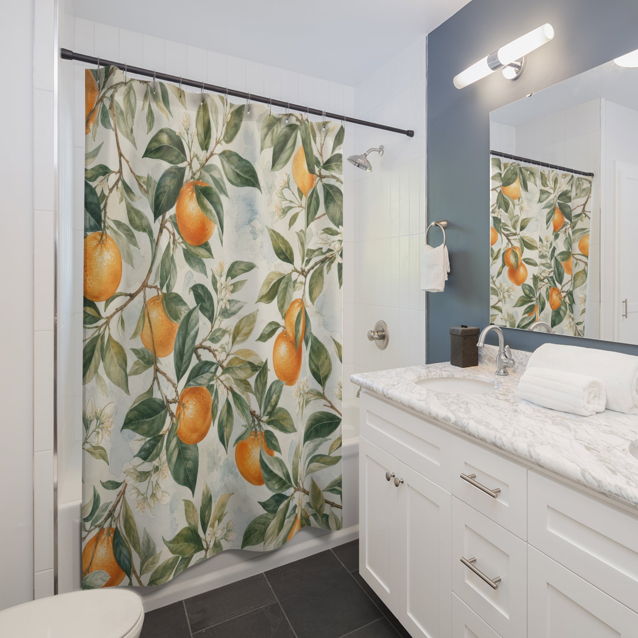 Orange Tree Branch Shower Curtain