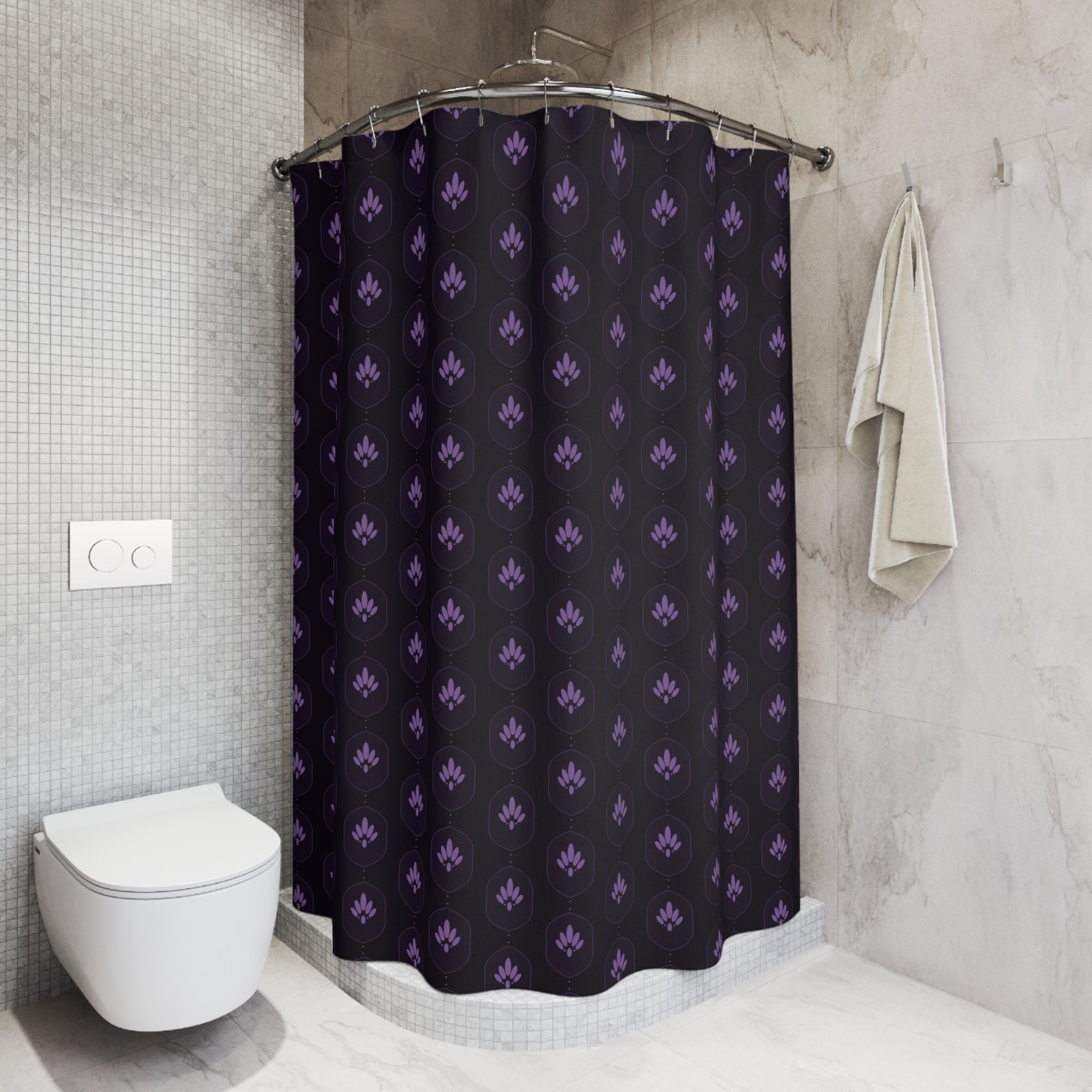 Purple Damask Shower Curtain – Dark Amethyst Ogee
