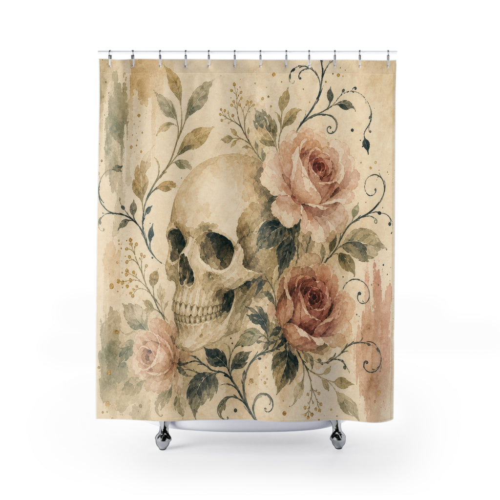Gothic Rose Skull Shower Curtain