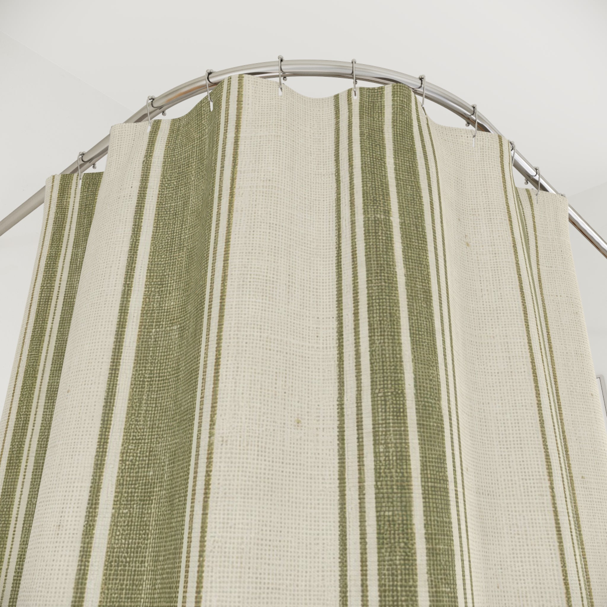 Olive Green Stripe Shower Curtain