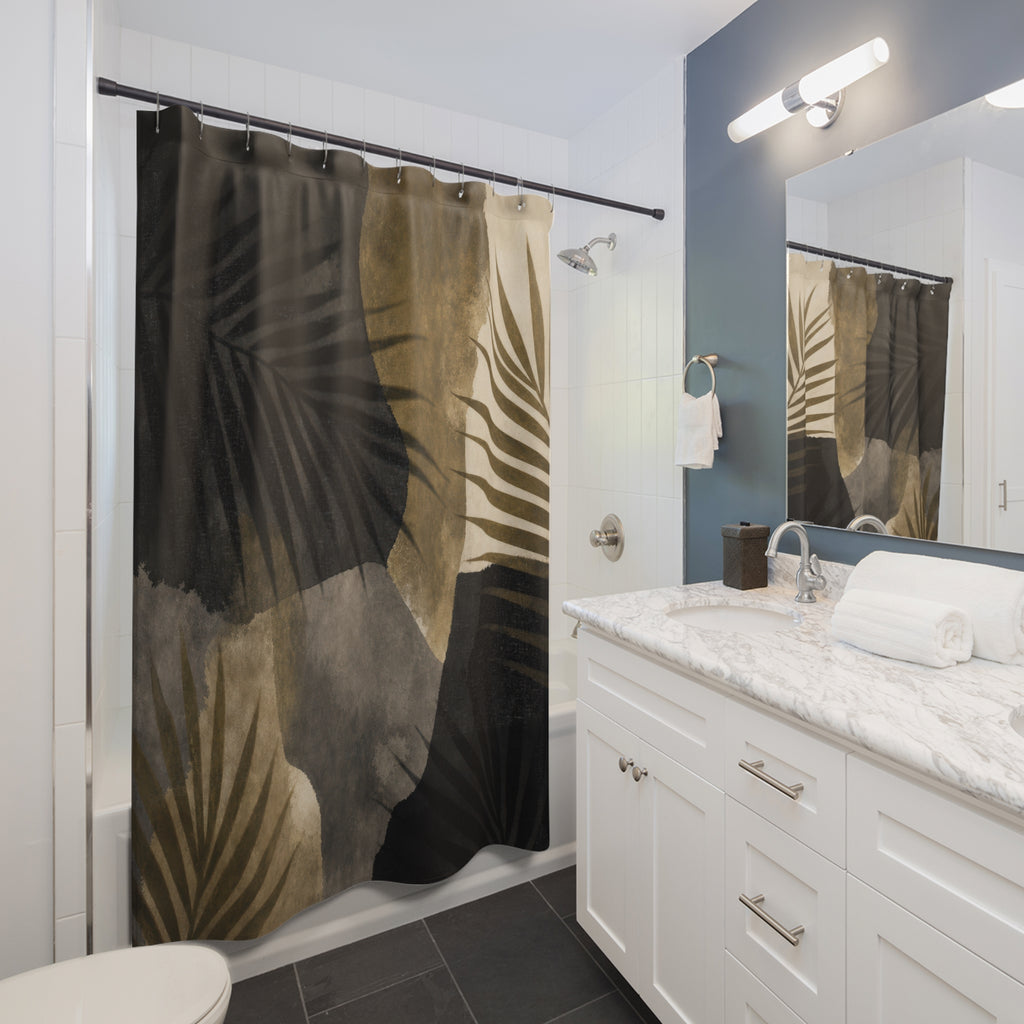 Black Palm Shower Curtain