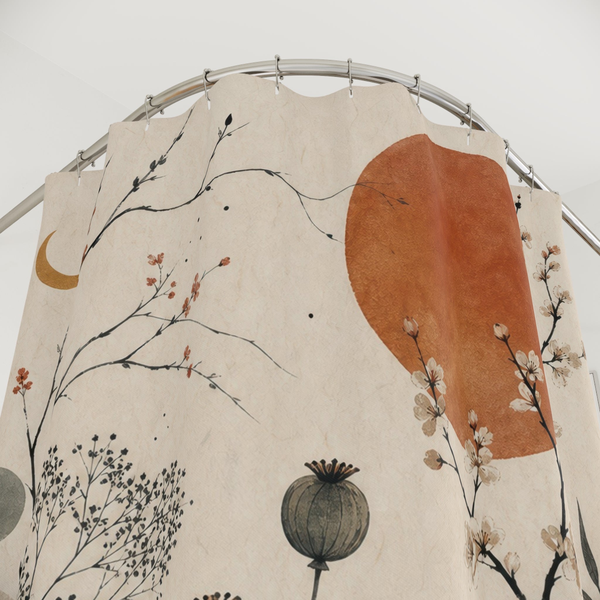 Boho Moon Sun Disk Shower Curtain