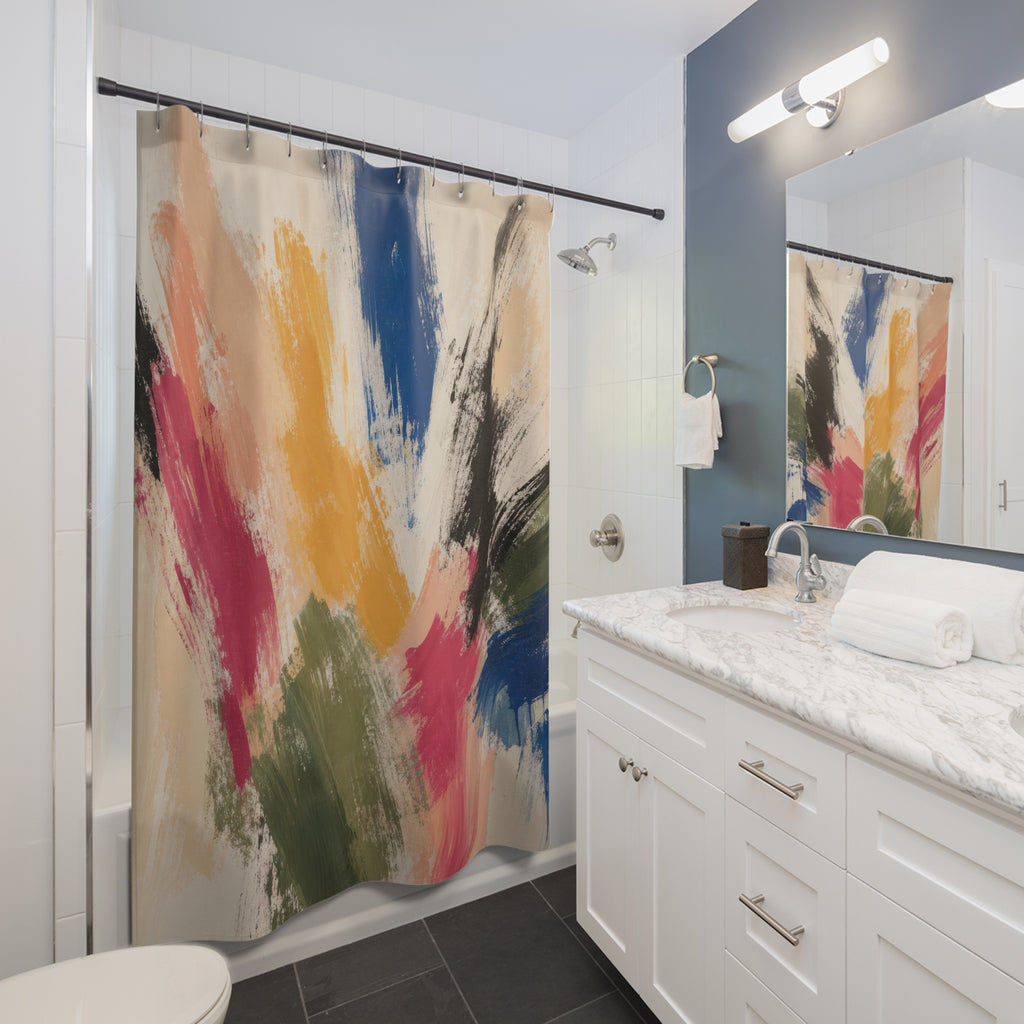 Modern Brush Stroke Shower Curtain