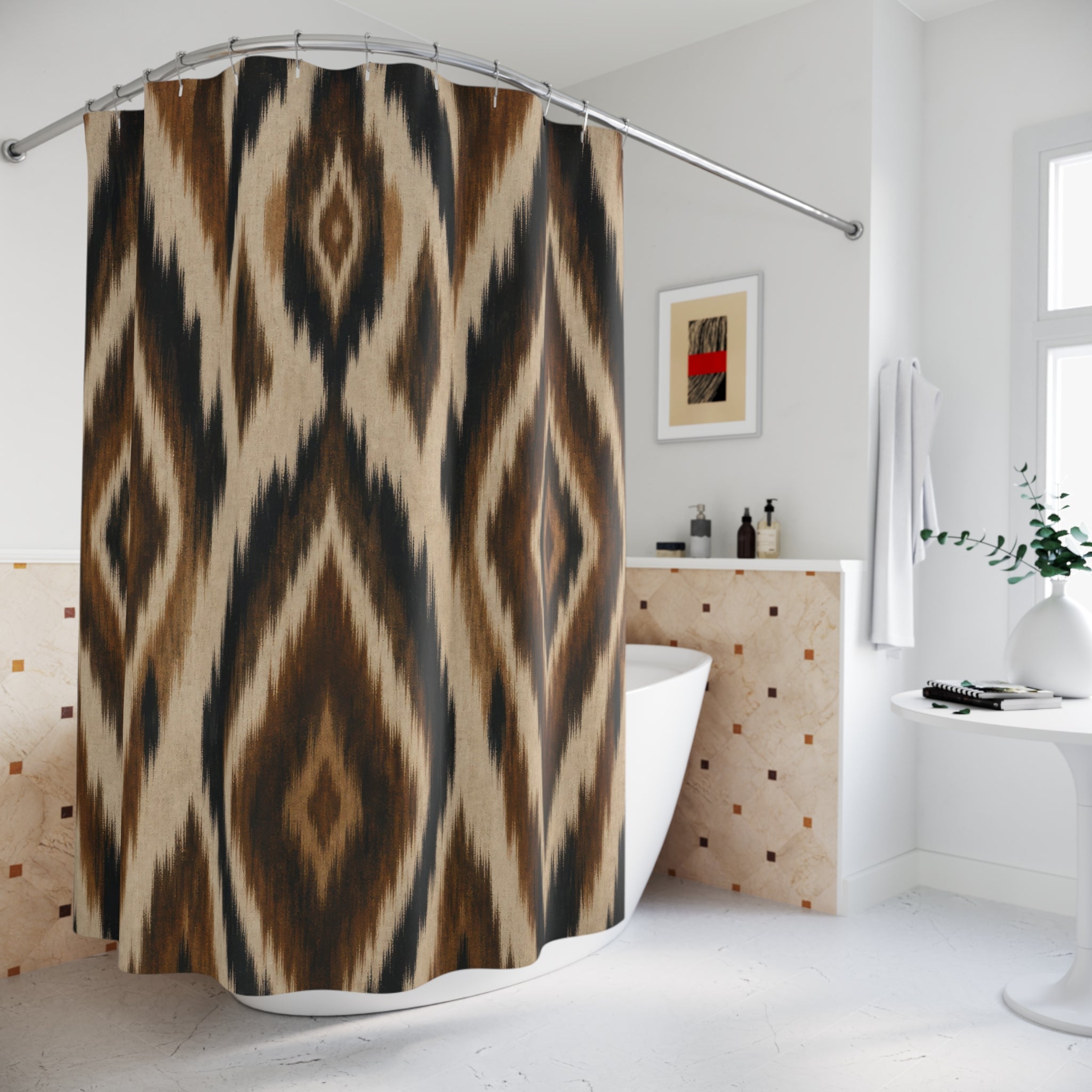 Black Brown Diamond Shower Curtain