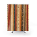 Rust Orange Teal Geometric Stripe Shower Curtain