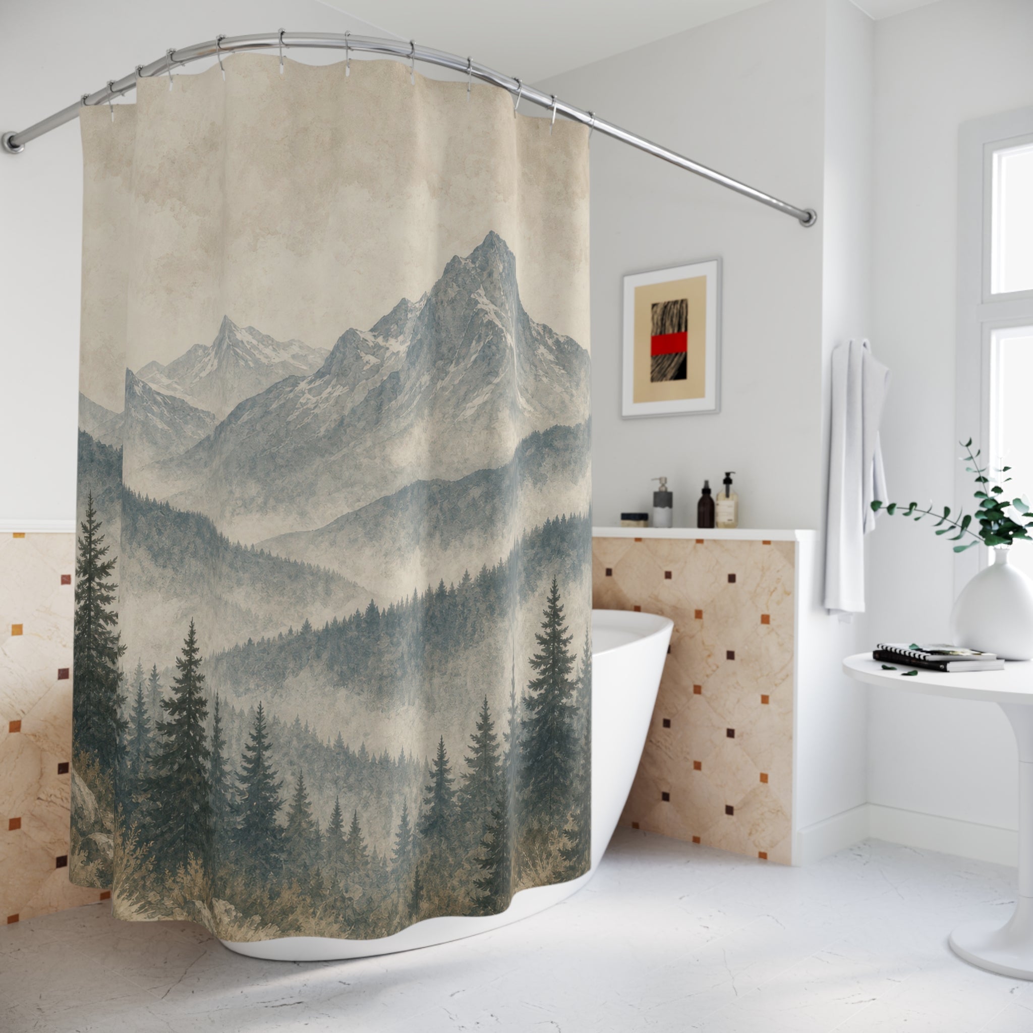 Misty Mountain Forest Shower Curtain