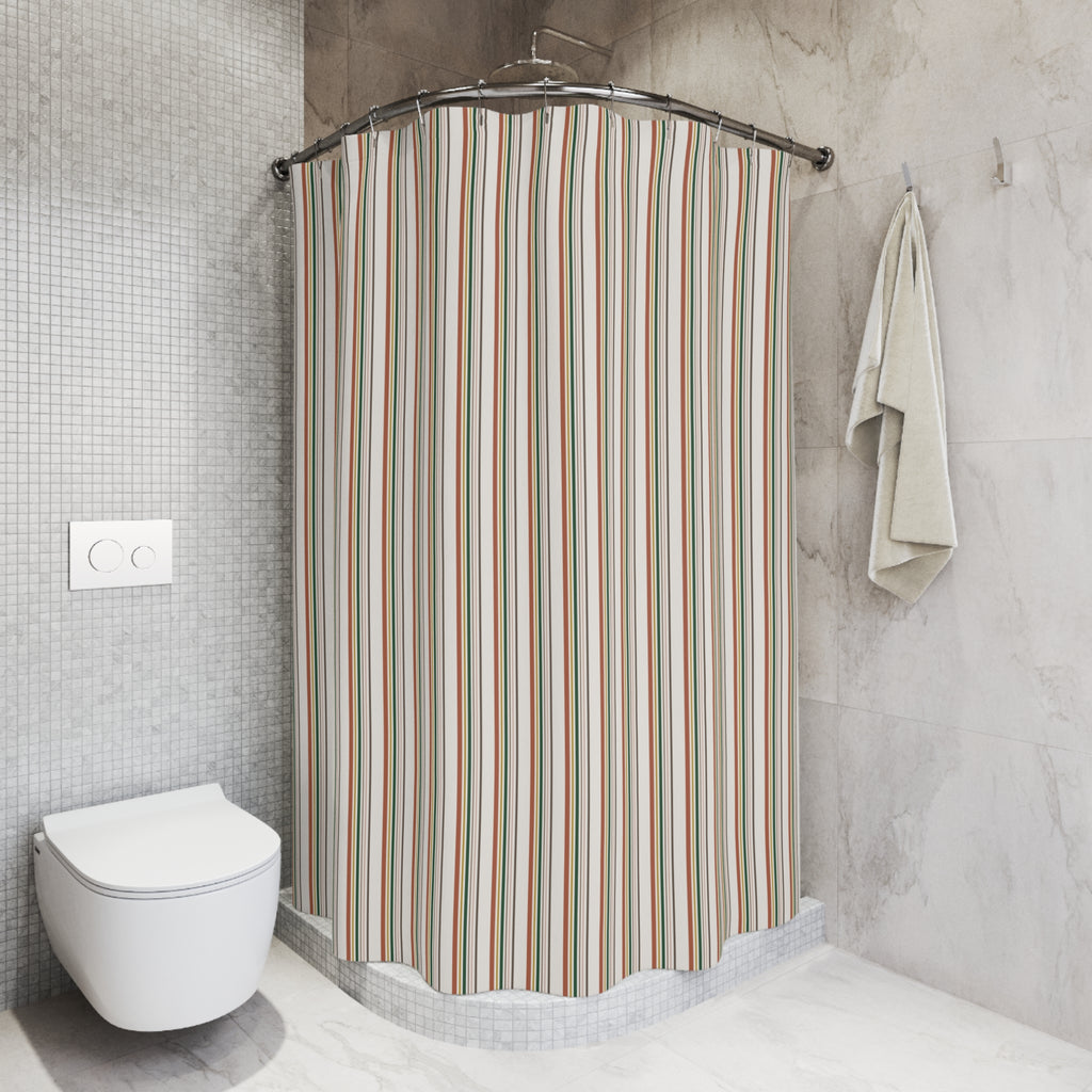 Boho Multi Stripe Shower Curtain – Warm Earth Tones