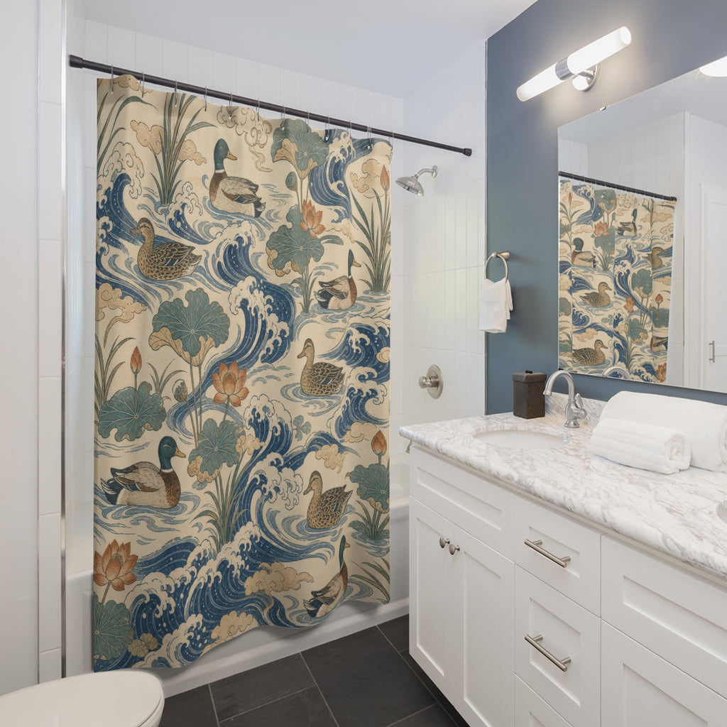 Blue Wave Mallard Shower Curtain