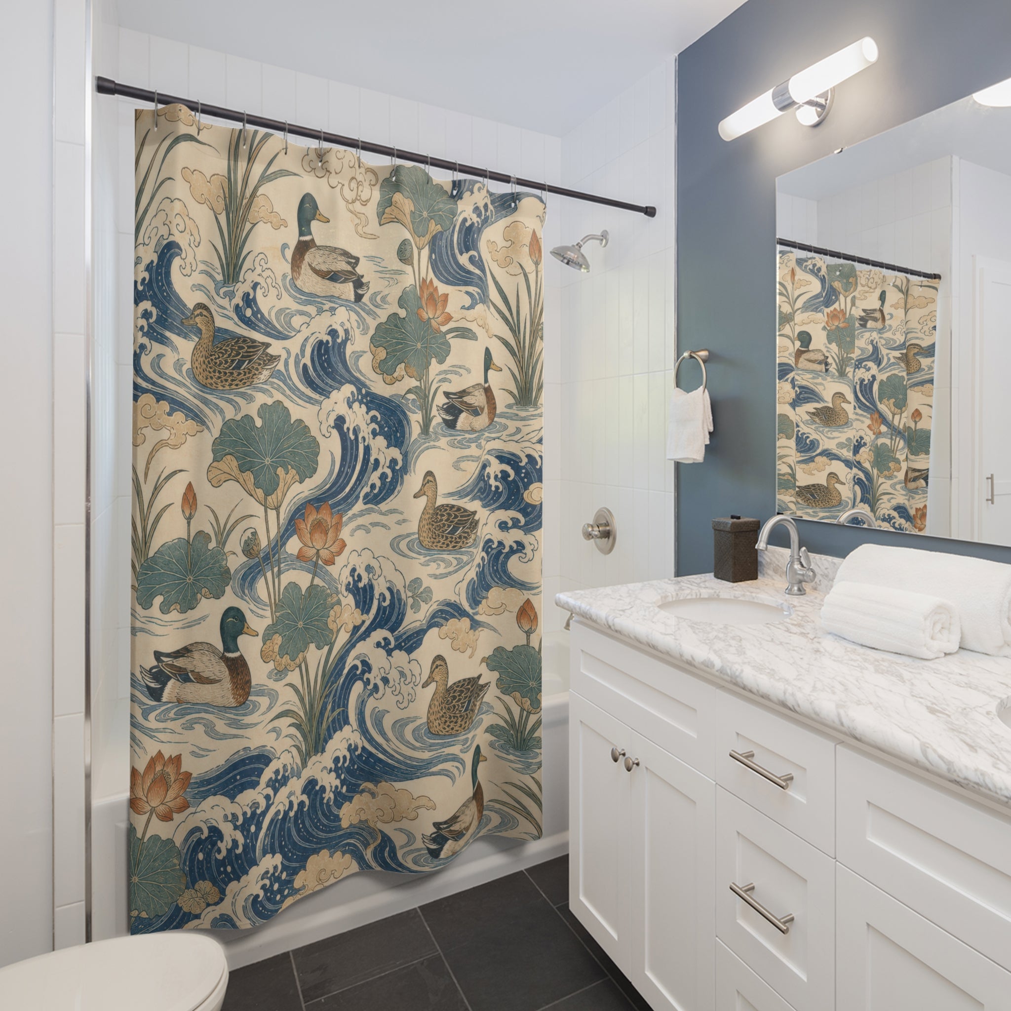 Blue Wave Mallard Shower Curtain