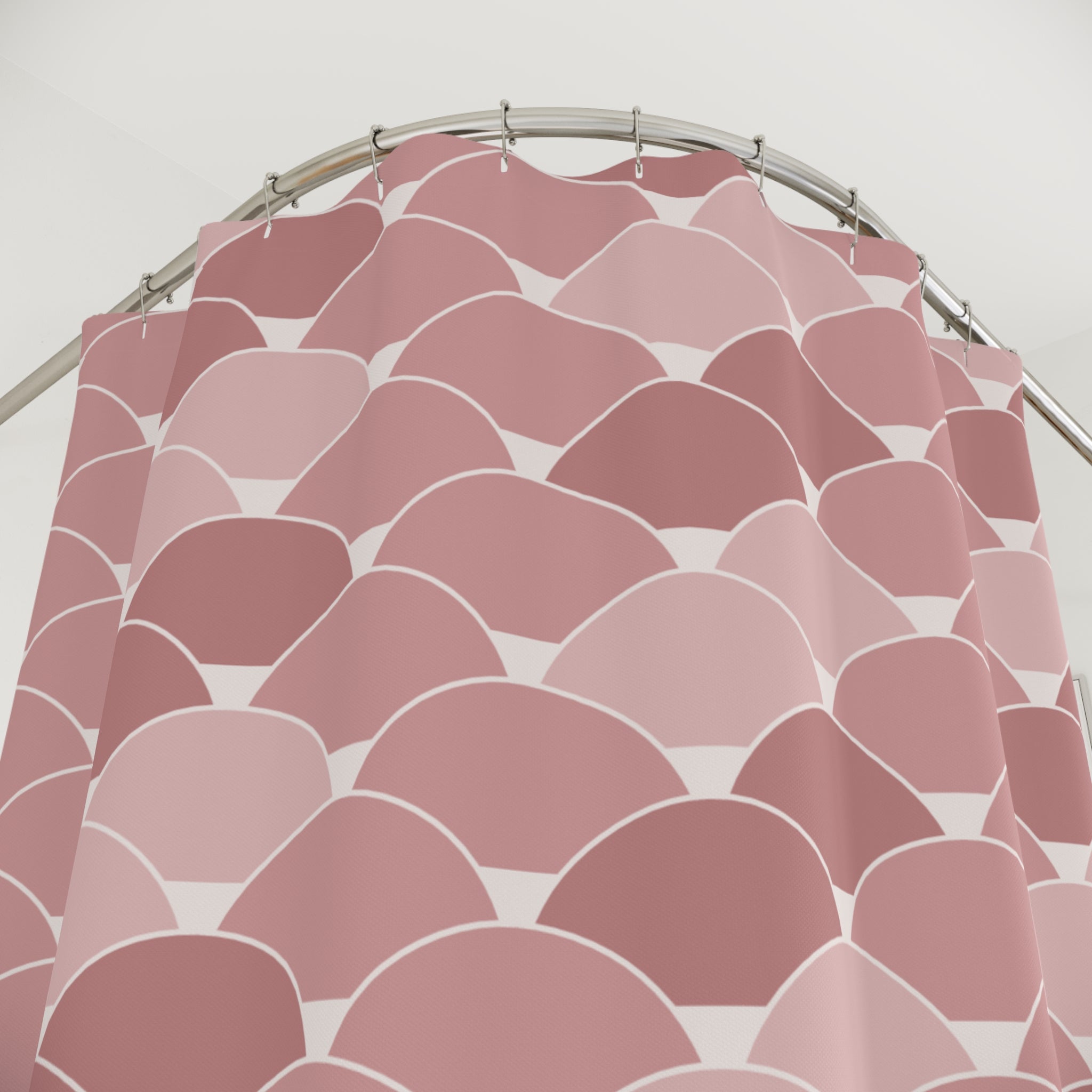 Dusty Pink Shower Curtain: Scalloped Cabana