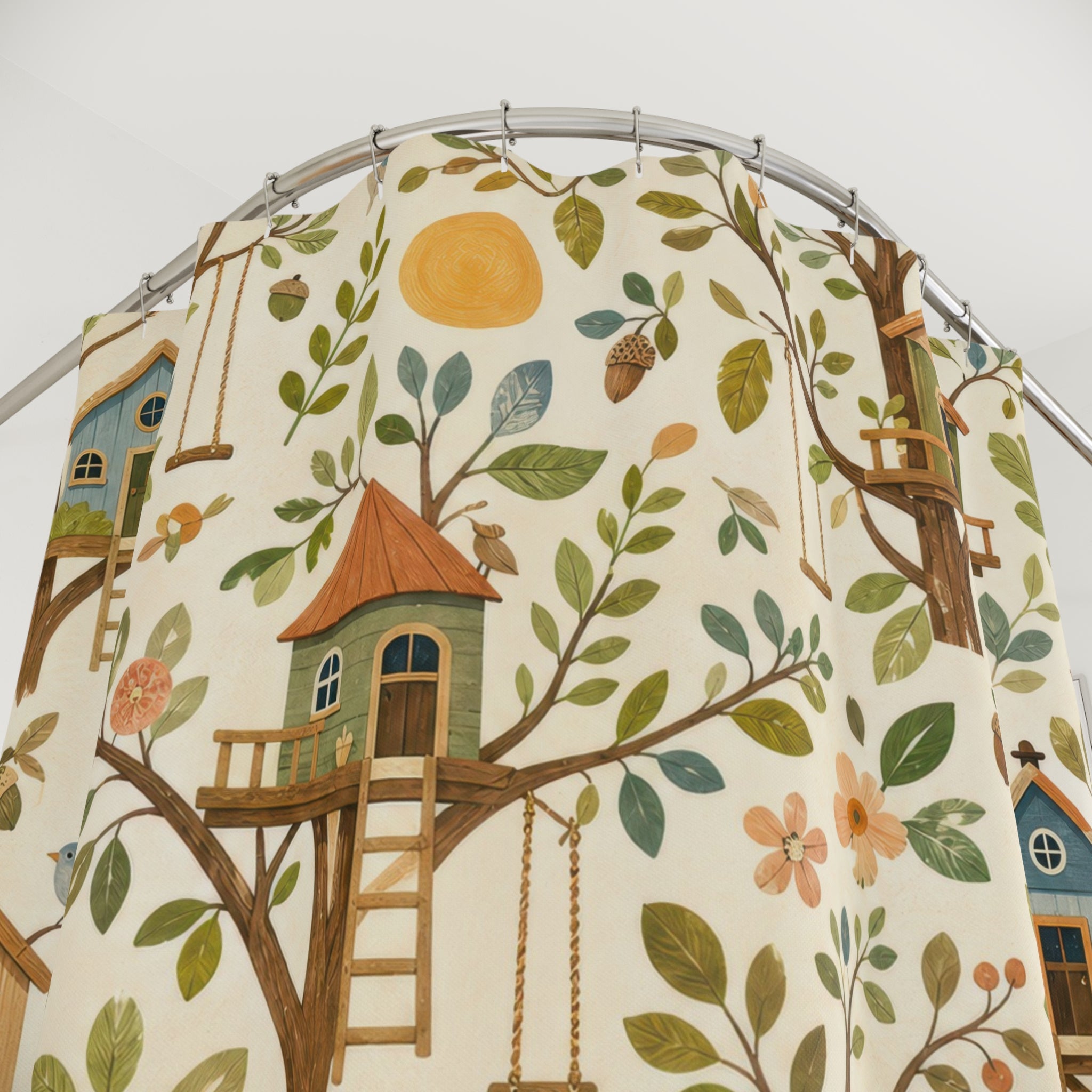 Kids Birdhouse Shower Curtain